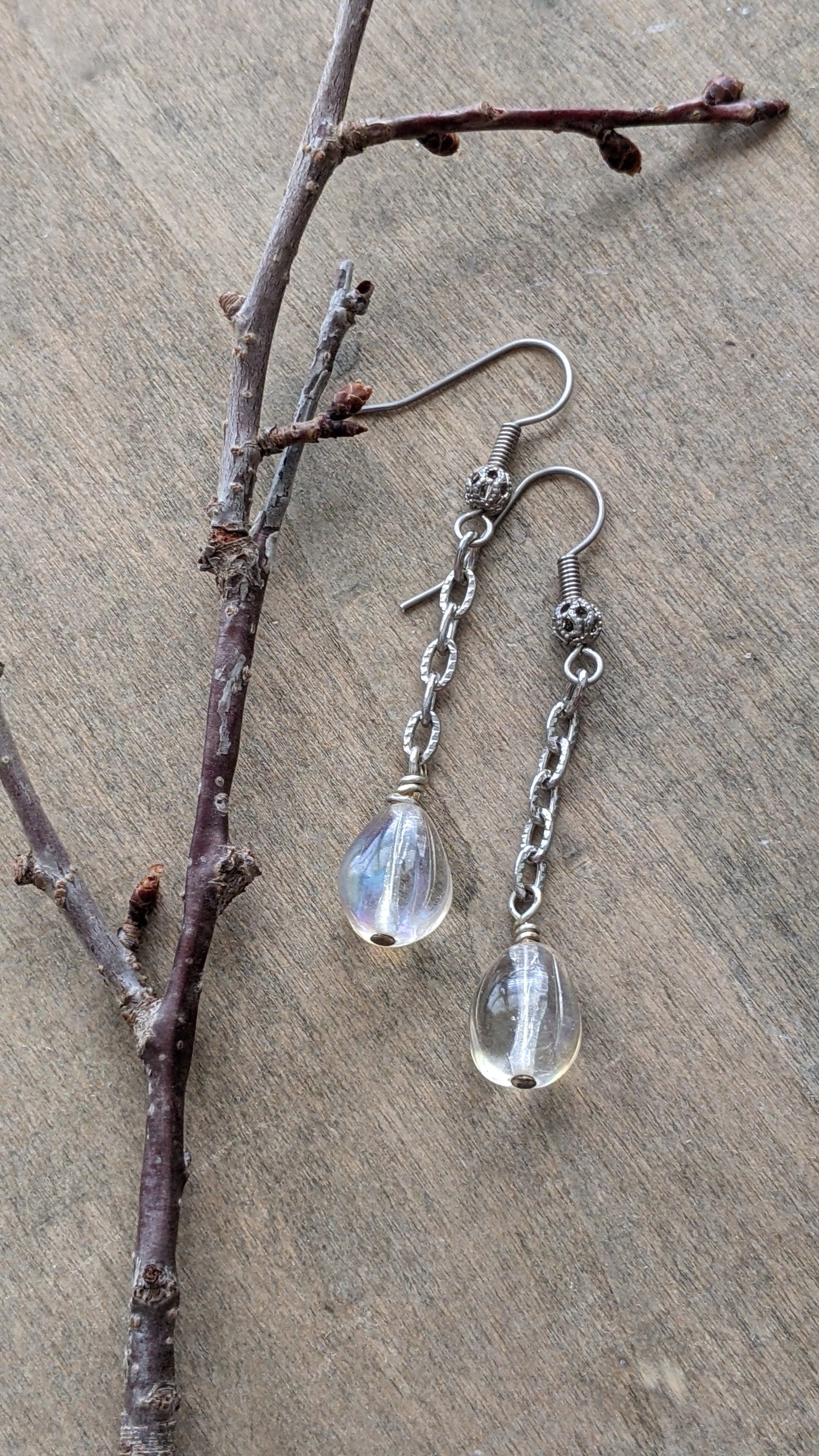 Frosted Glass Drop Earrings