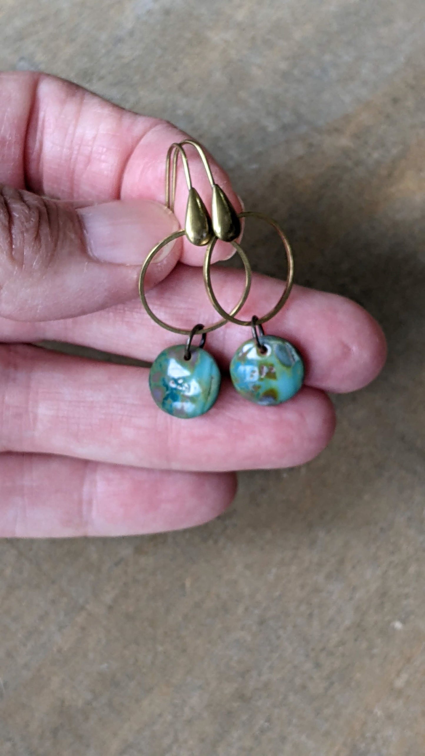 Geometric Earrings Glass and Brass