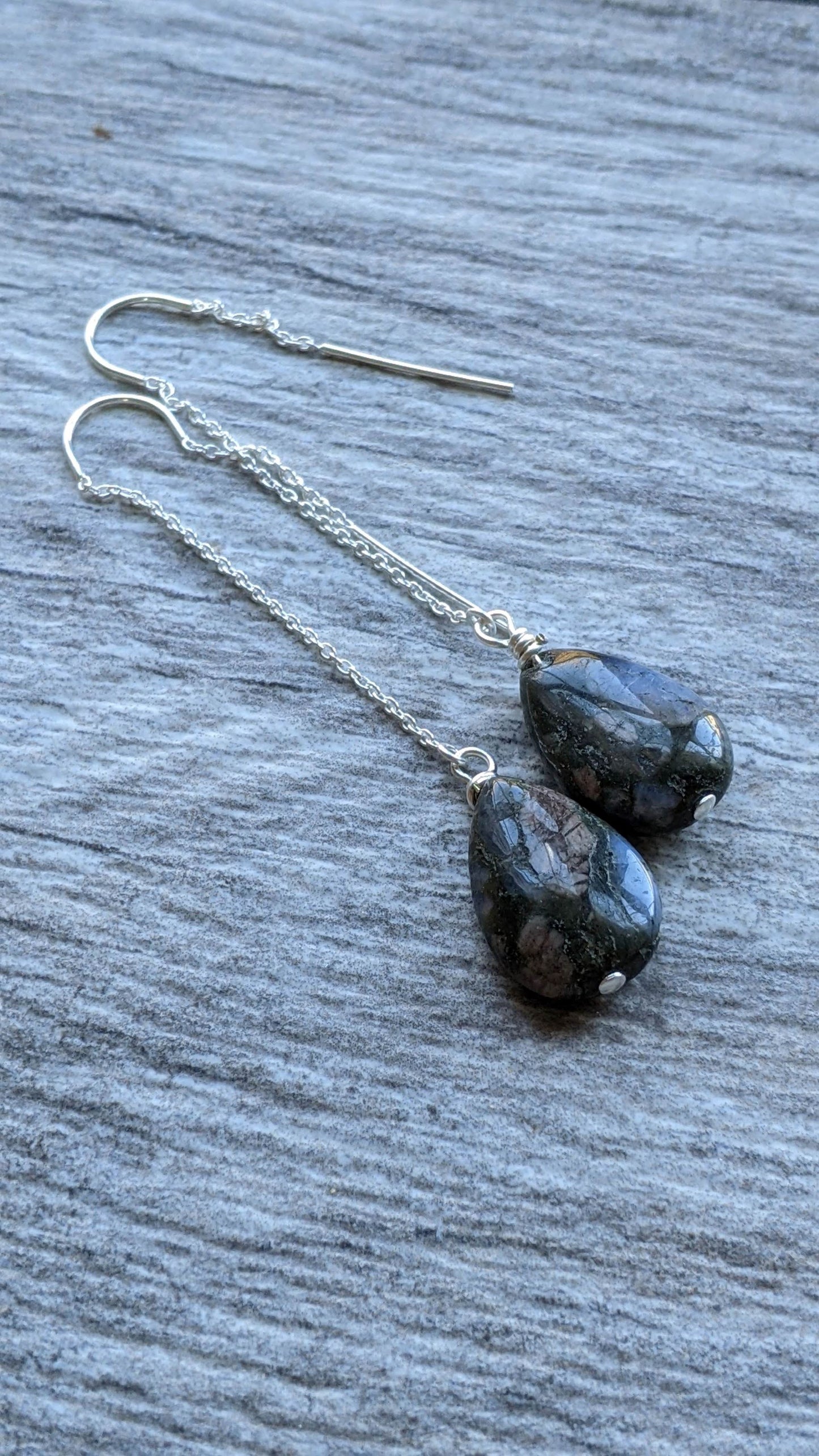 Ear Threaders Rhyolite Tear Drops