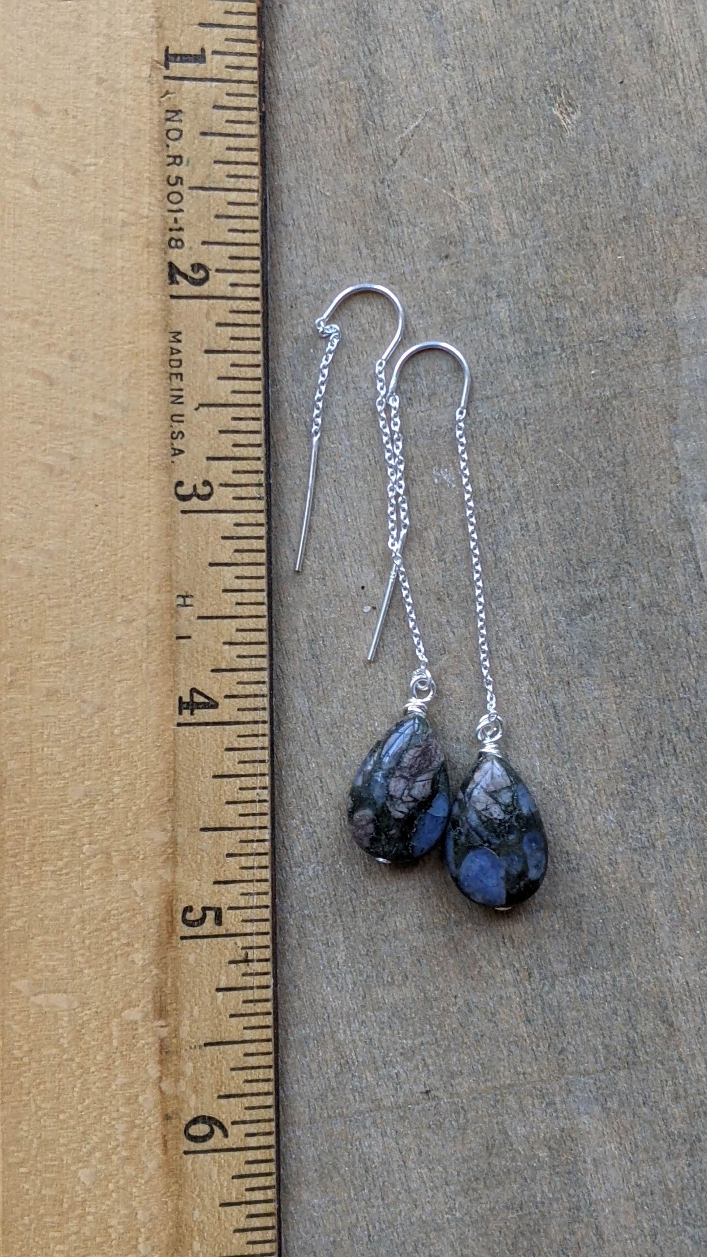 Ear Threaders Rhyolite Tear Drops