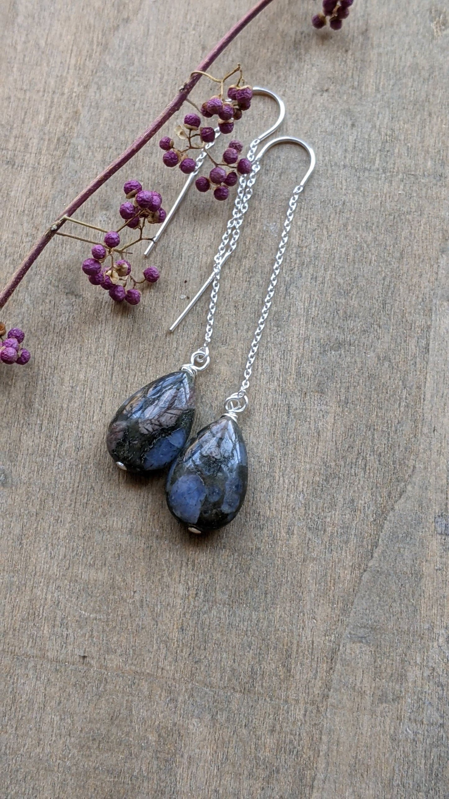 Ear Threaders Rhyolite Tear Drops