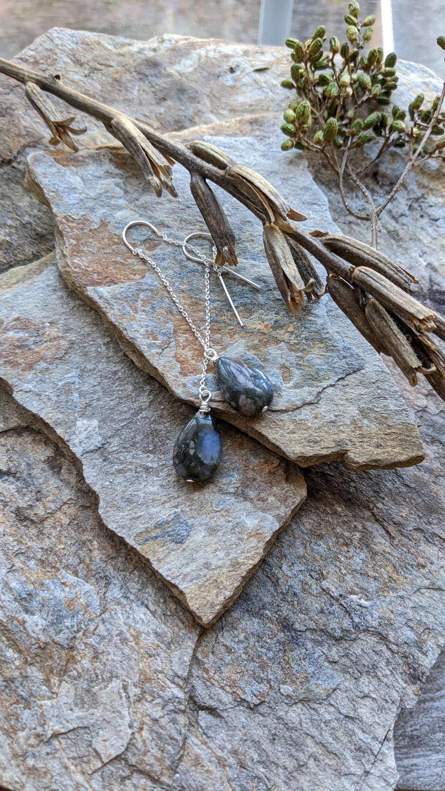 Ear Threaders Rhyolite Tear Drops
