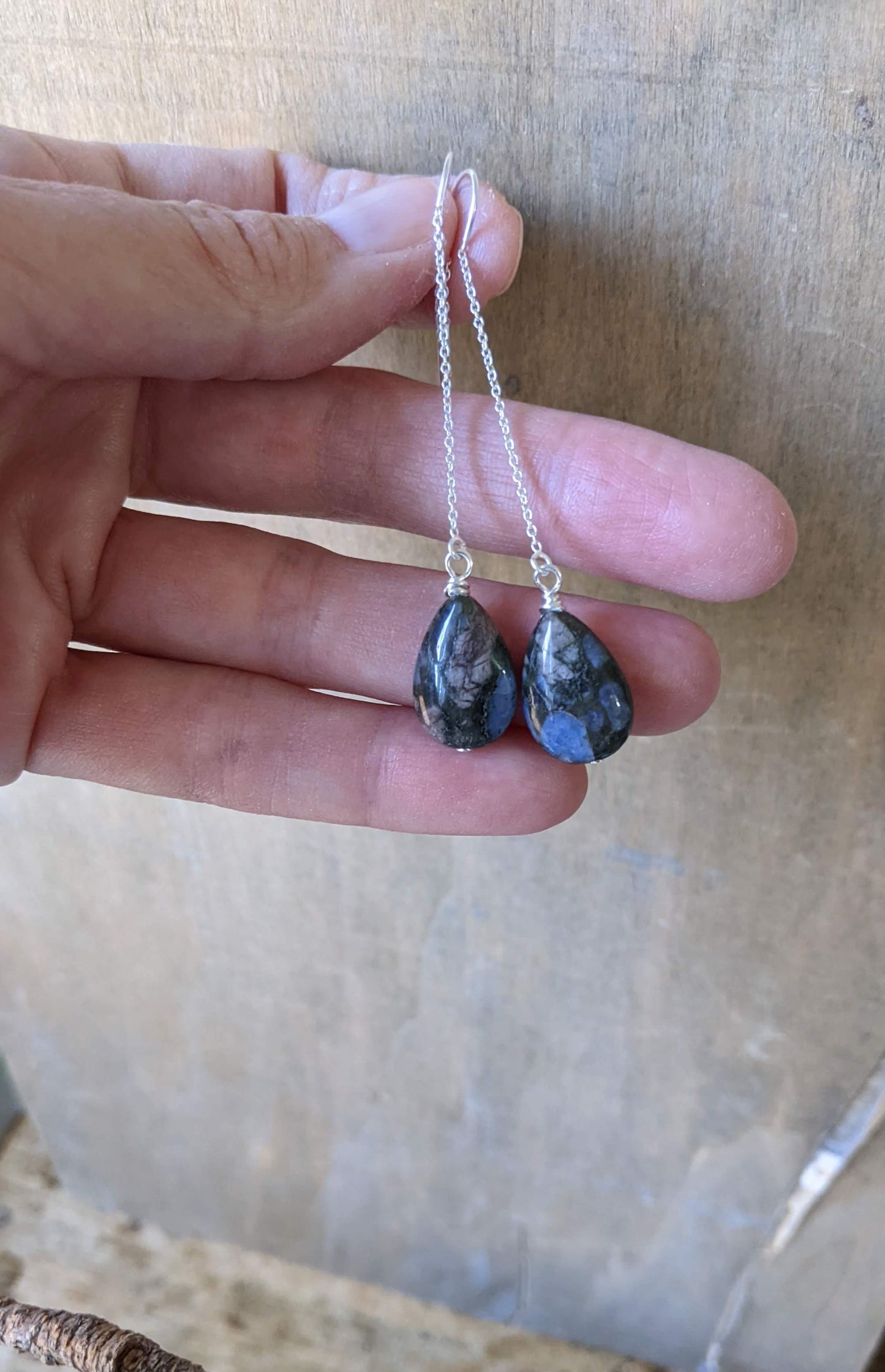 Ear Threaders Rhyolite Tear Drops
