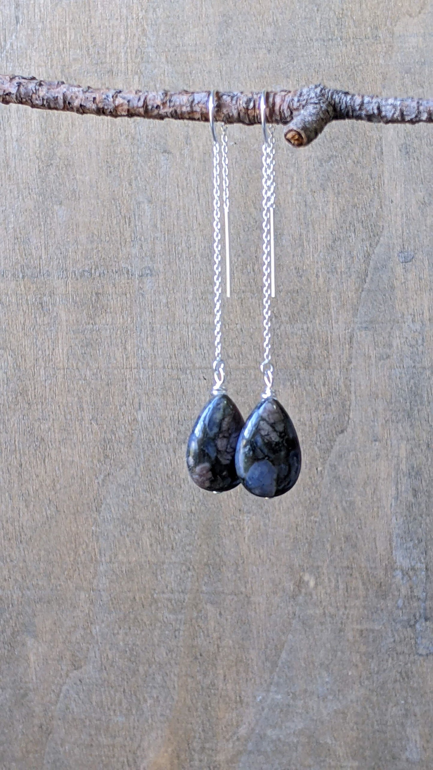 Ear Threaders Rhyolite Tear Drops