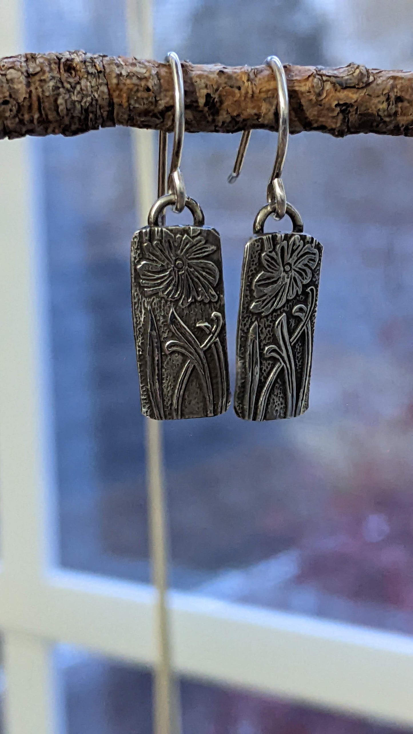 Reserved for Melodie Floral Dangles Sterling Silver