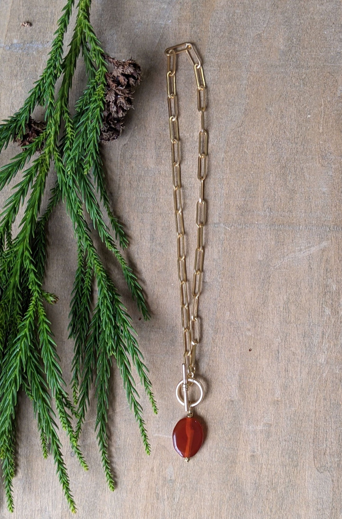 Paperclip Chain Necklace ~ Carnelian