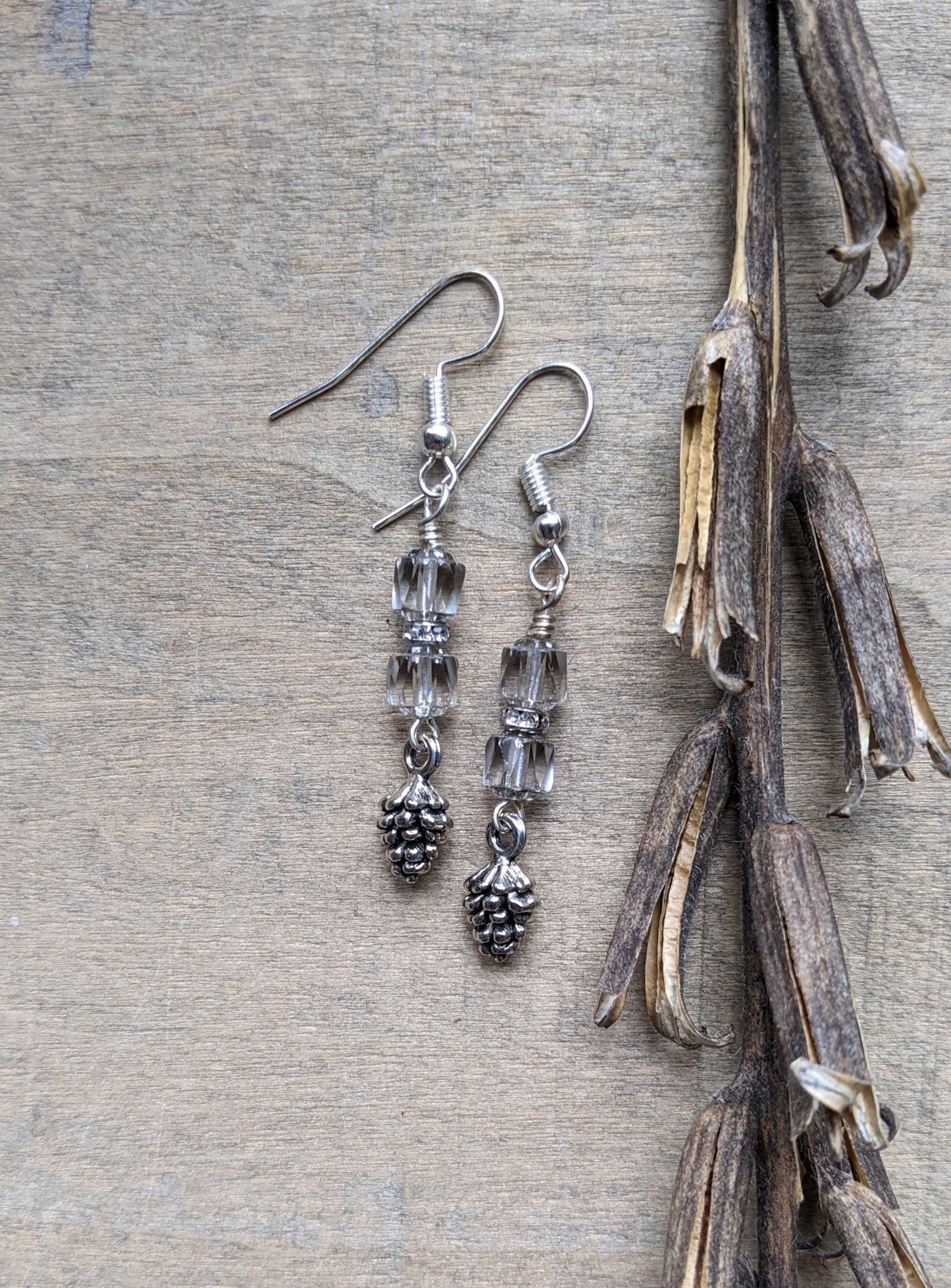 Pinecone Earrings Snowy Morning