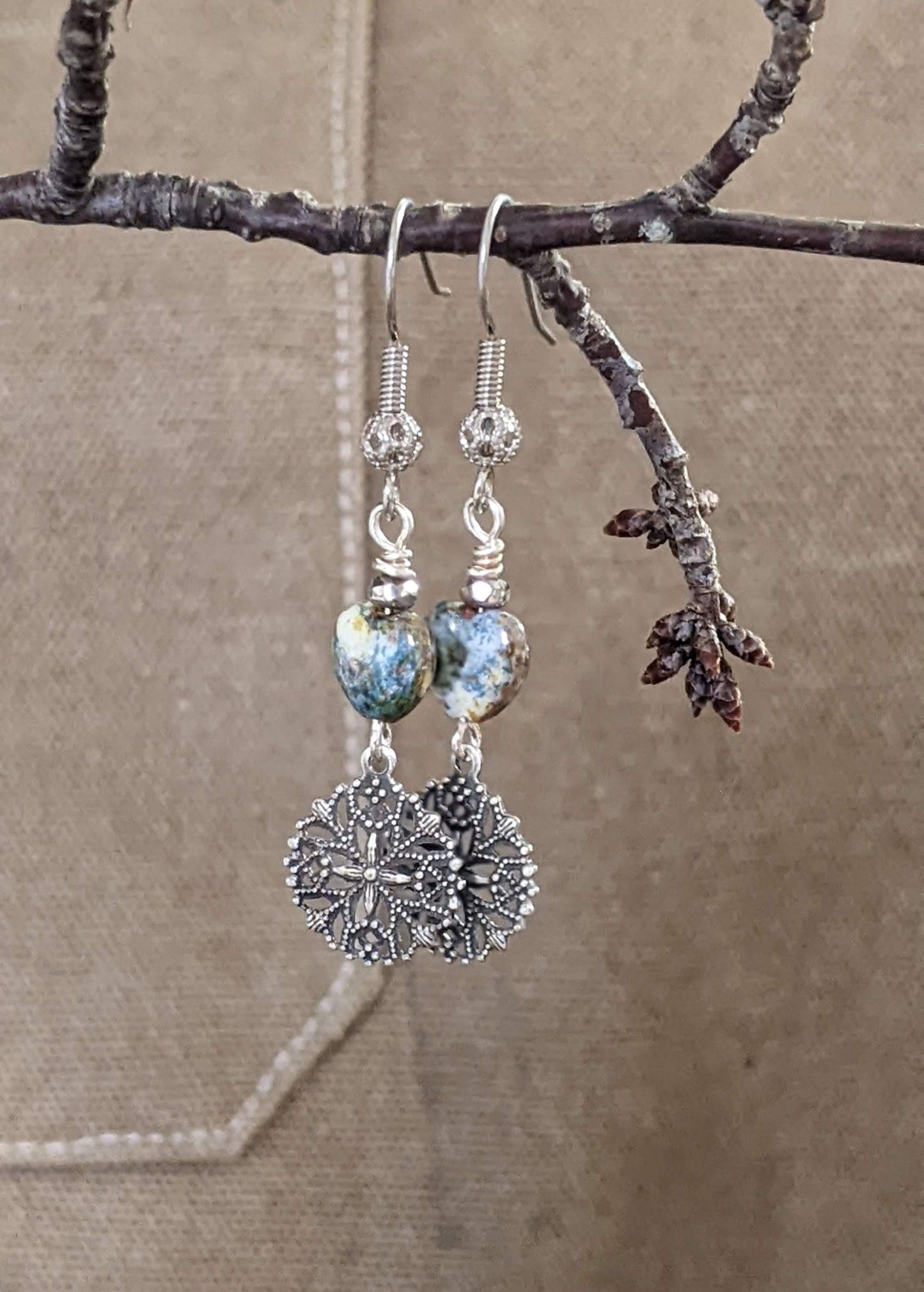 Blue Glass Earrings Stormy Skies