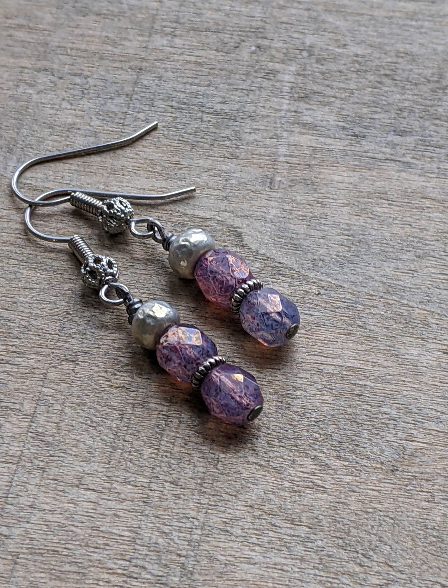 Delicate Purple Glass Earrings