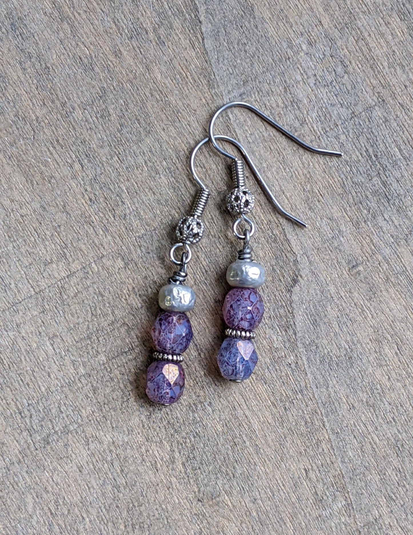 Delicate Purple Glass Earrings