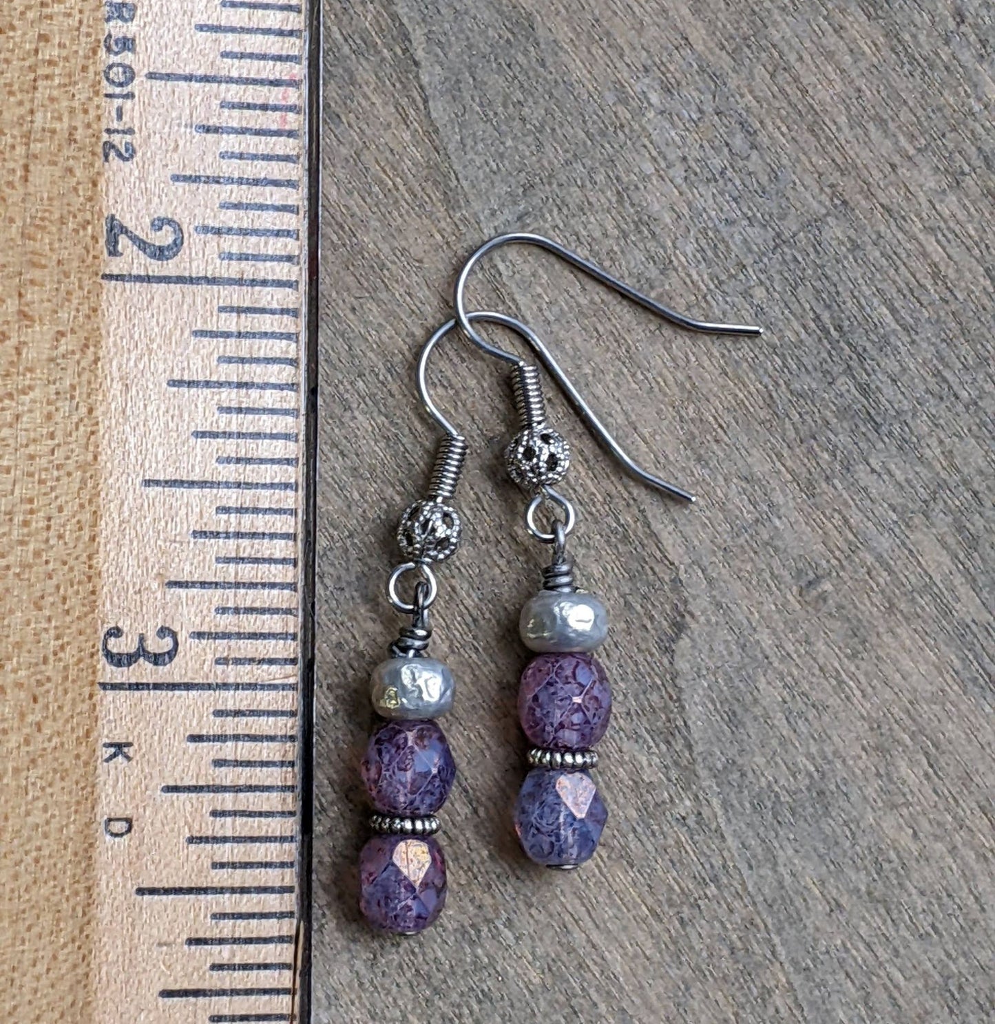 Delicate Purple Glass Earrings
