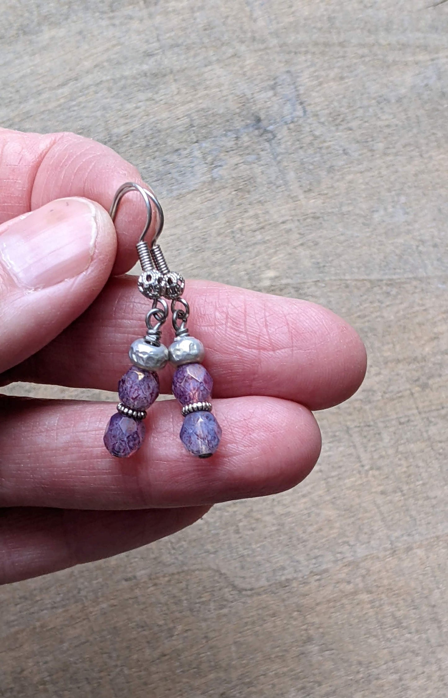 Delicate Purple Glass Earrings