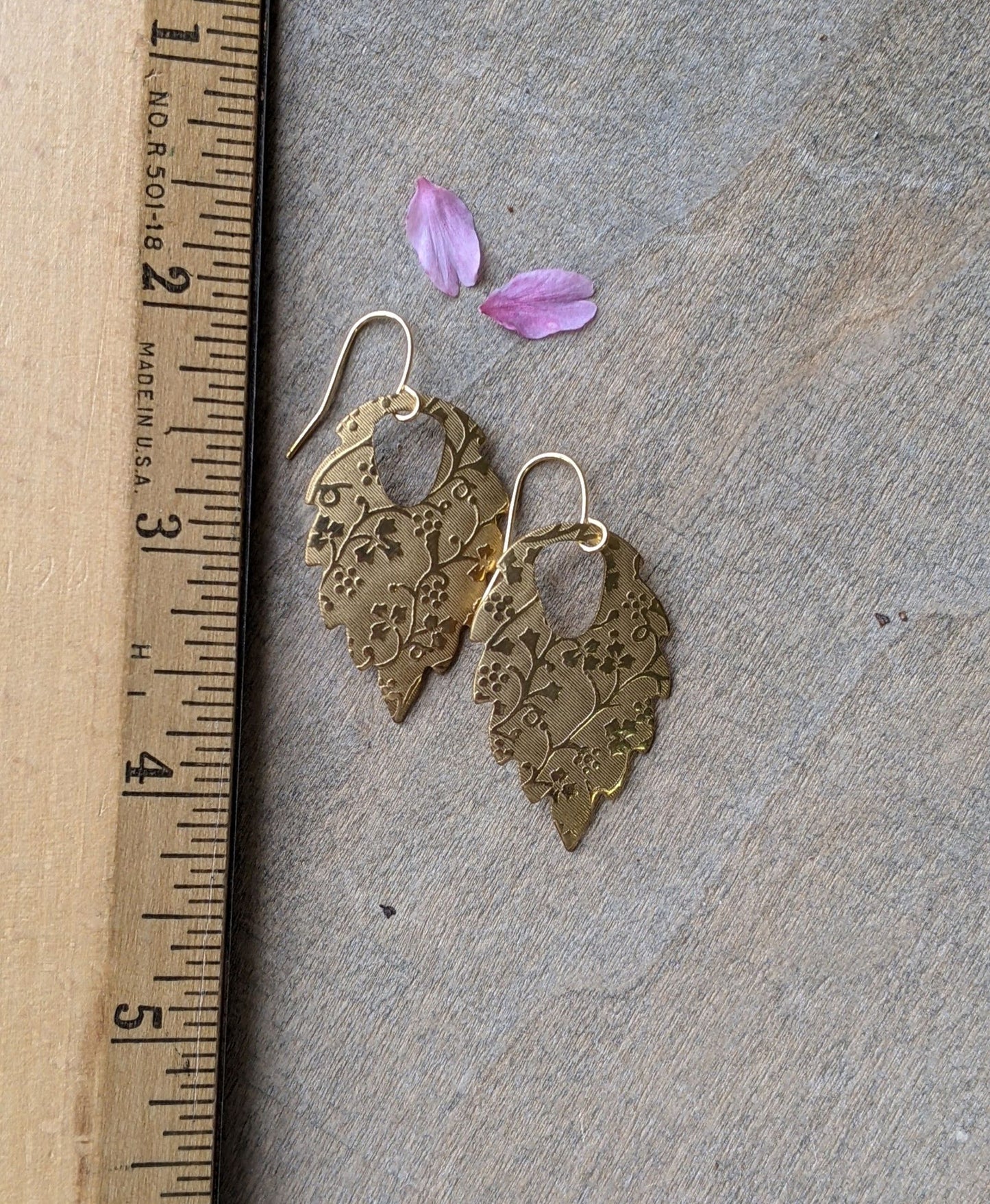 Floral Dangle Earrings Brass