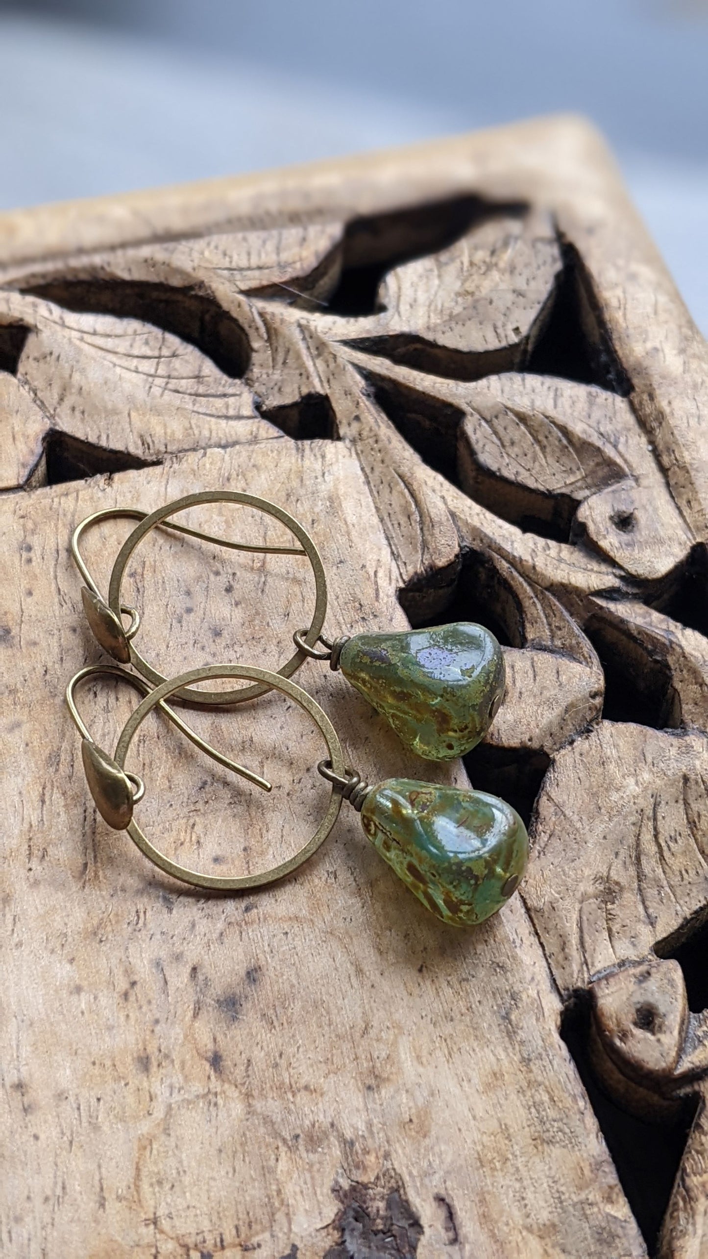 Earthy Green Drop Earrings