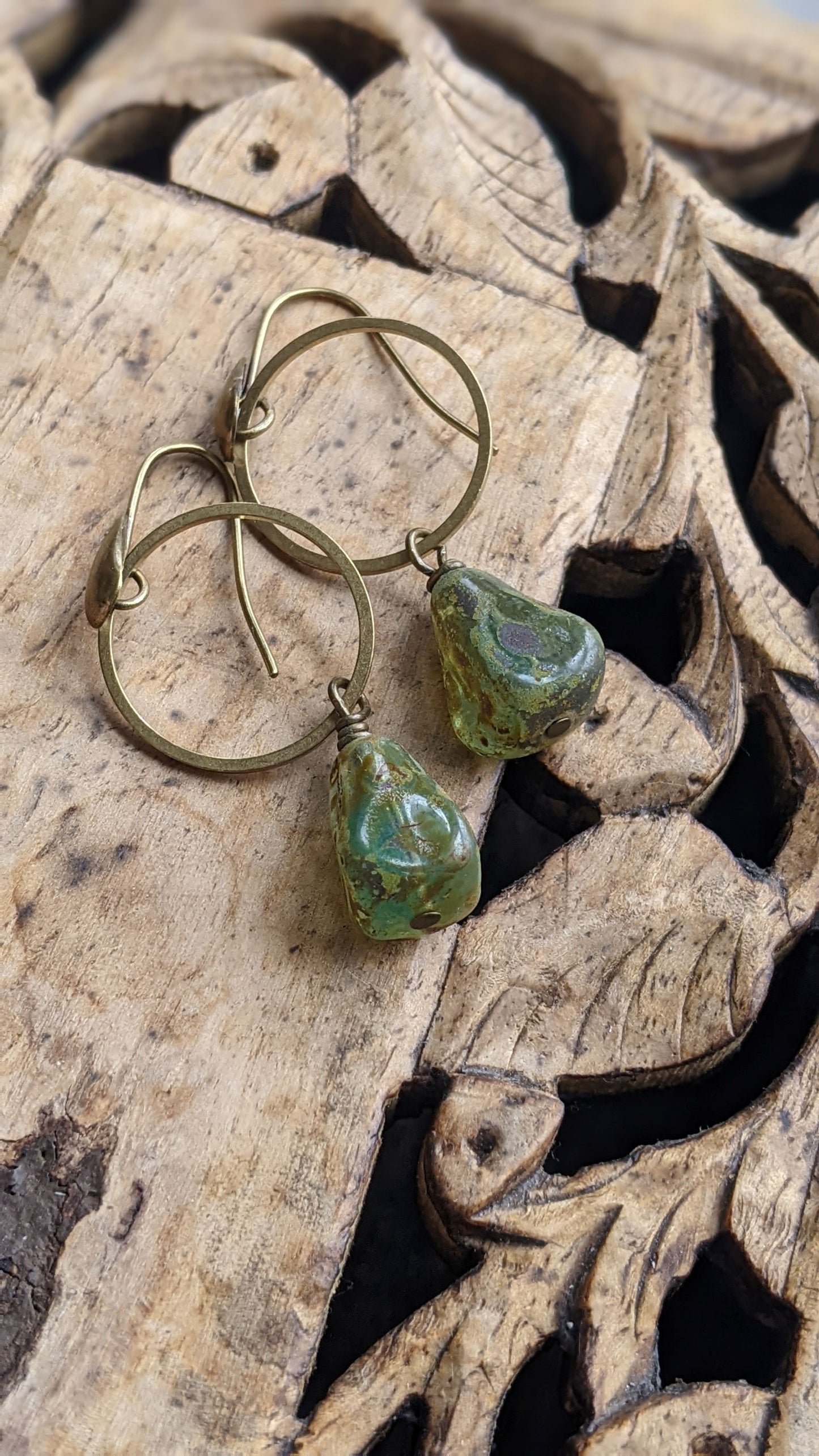 Earthy Green Drop Earrings