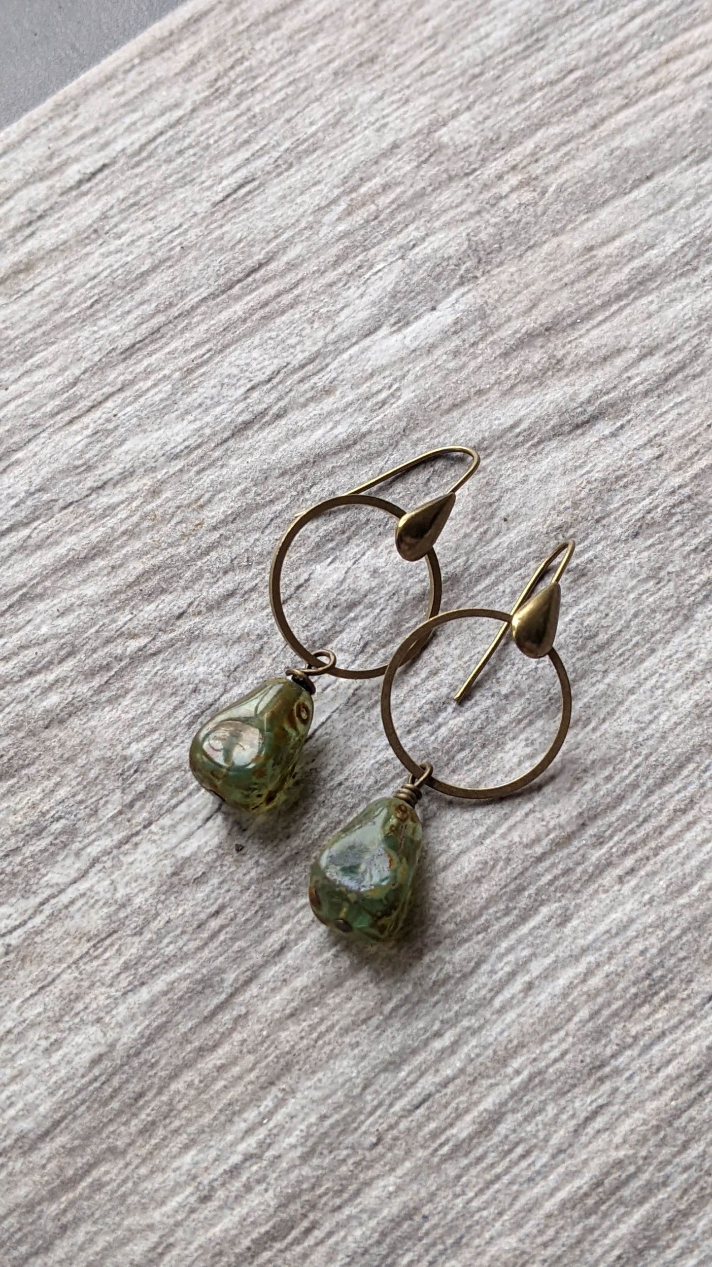Earthy Green Drop Earrings