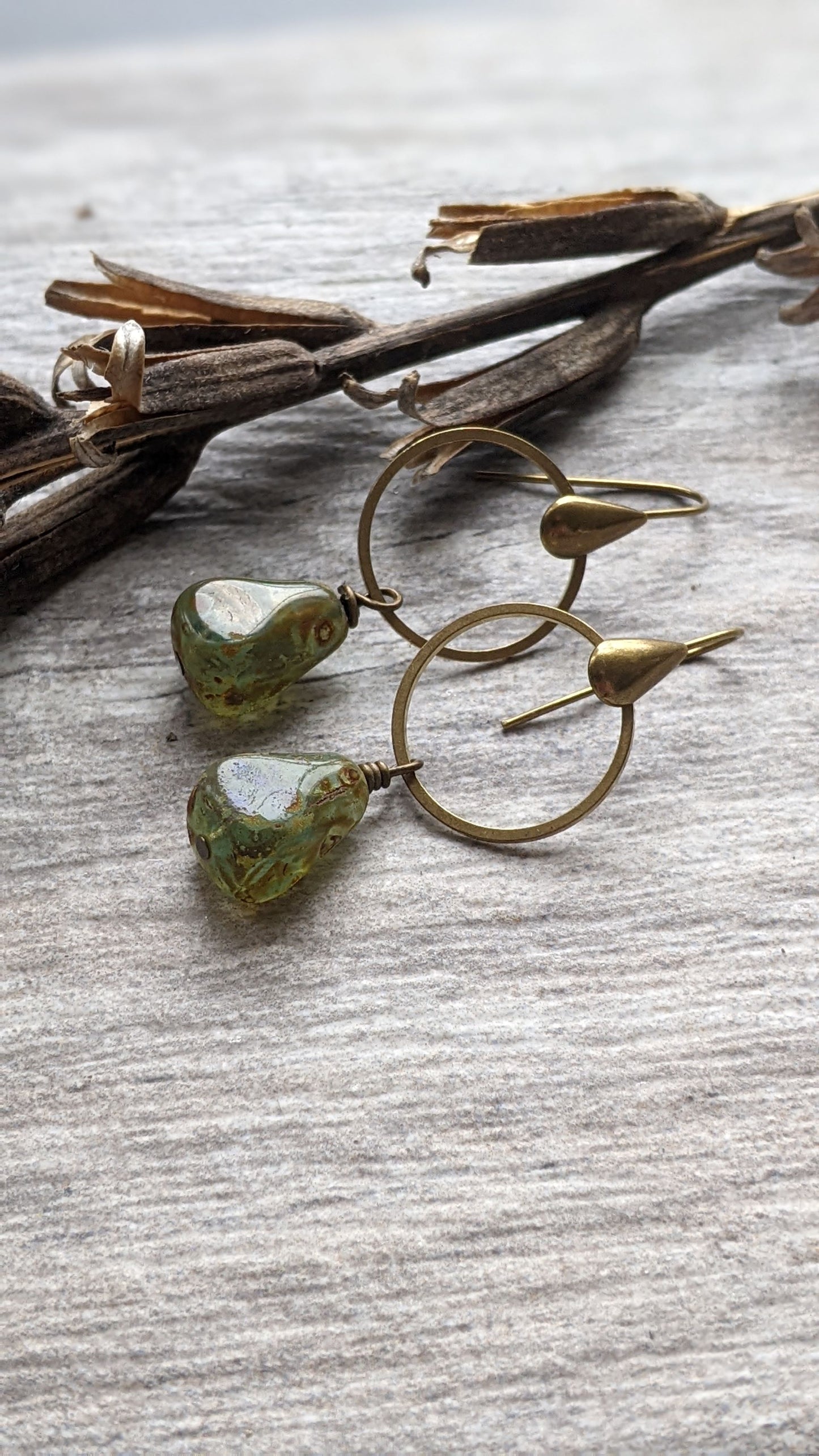 Earthy Green Drop Earrings