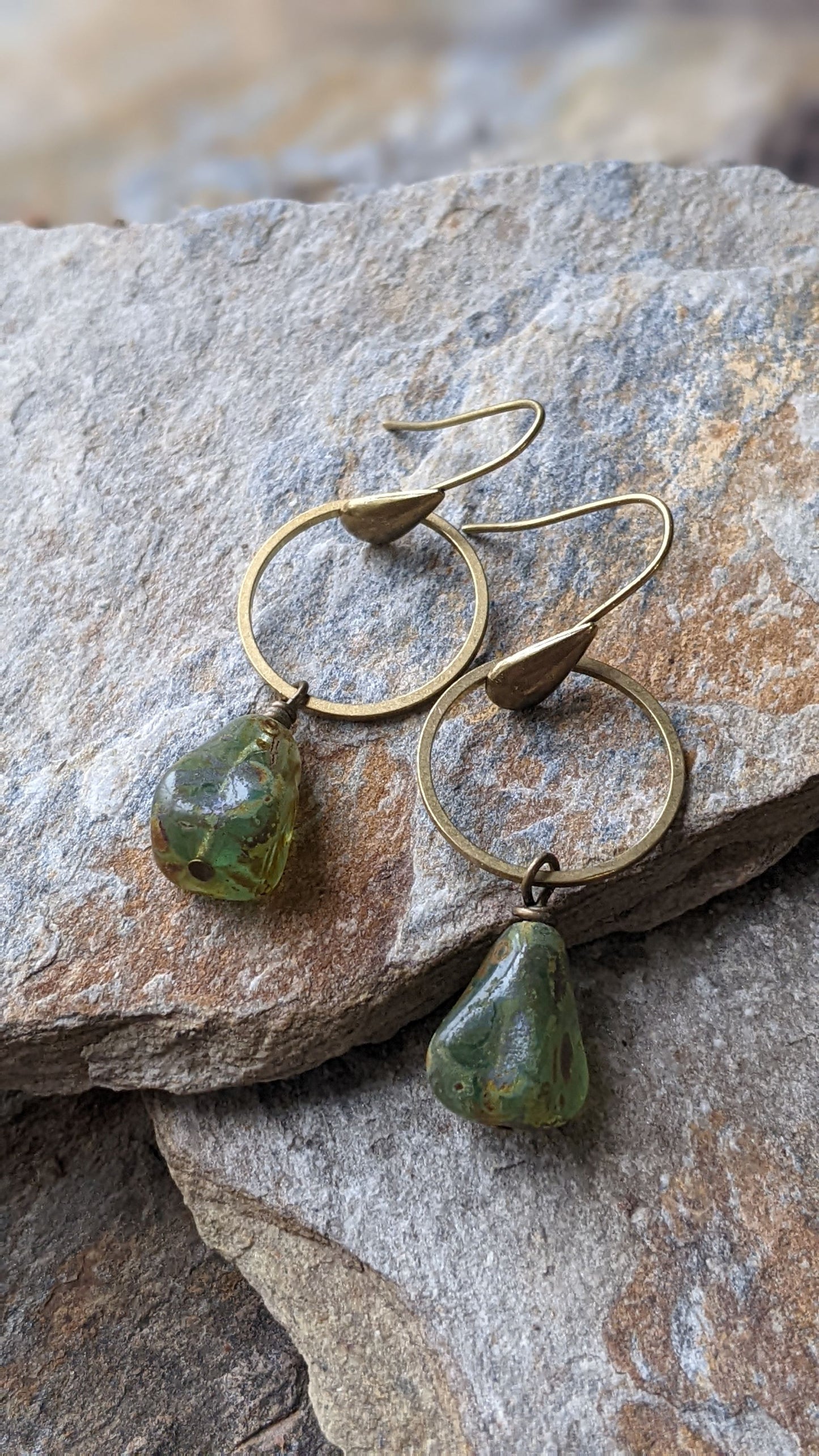 Earthy Green Drop Earrings