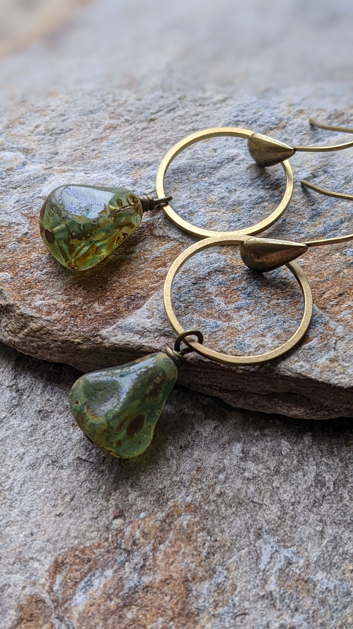 Earthy Green Drop Earrings