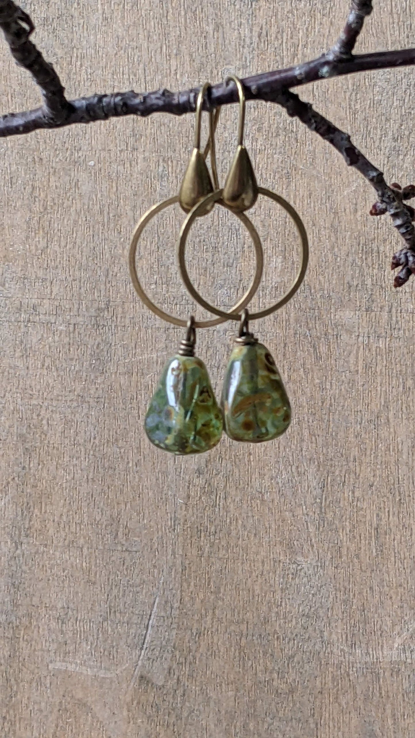 Earthy Green Drop Earrings