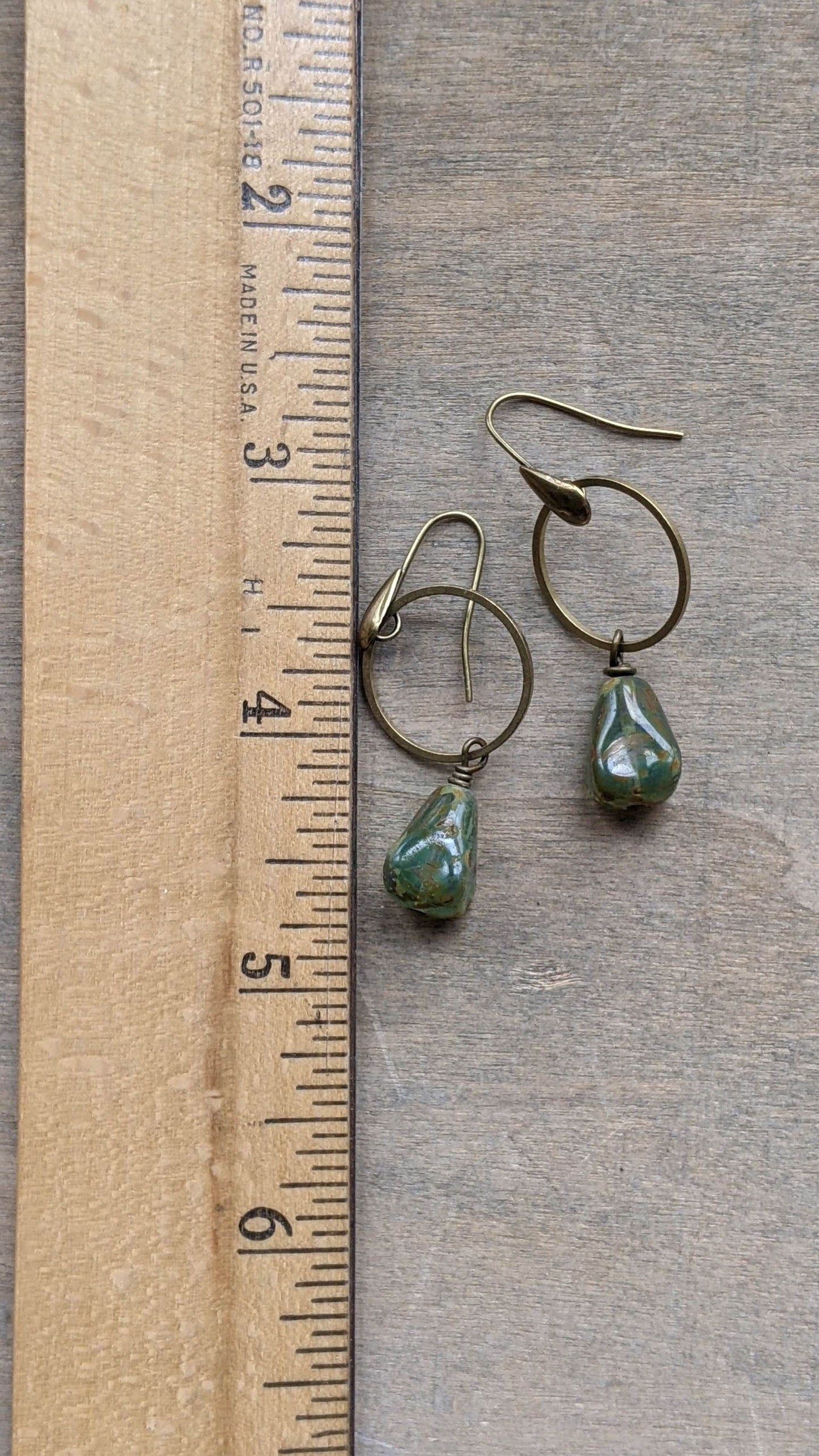 Earthy Green Drop Earrings