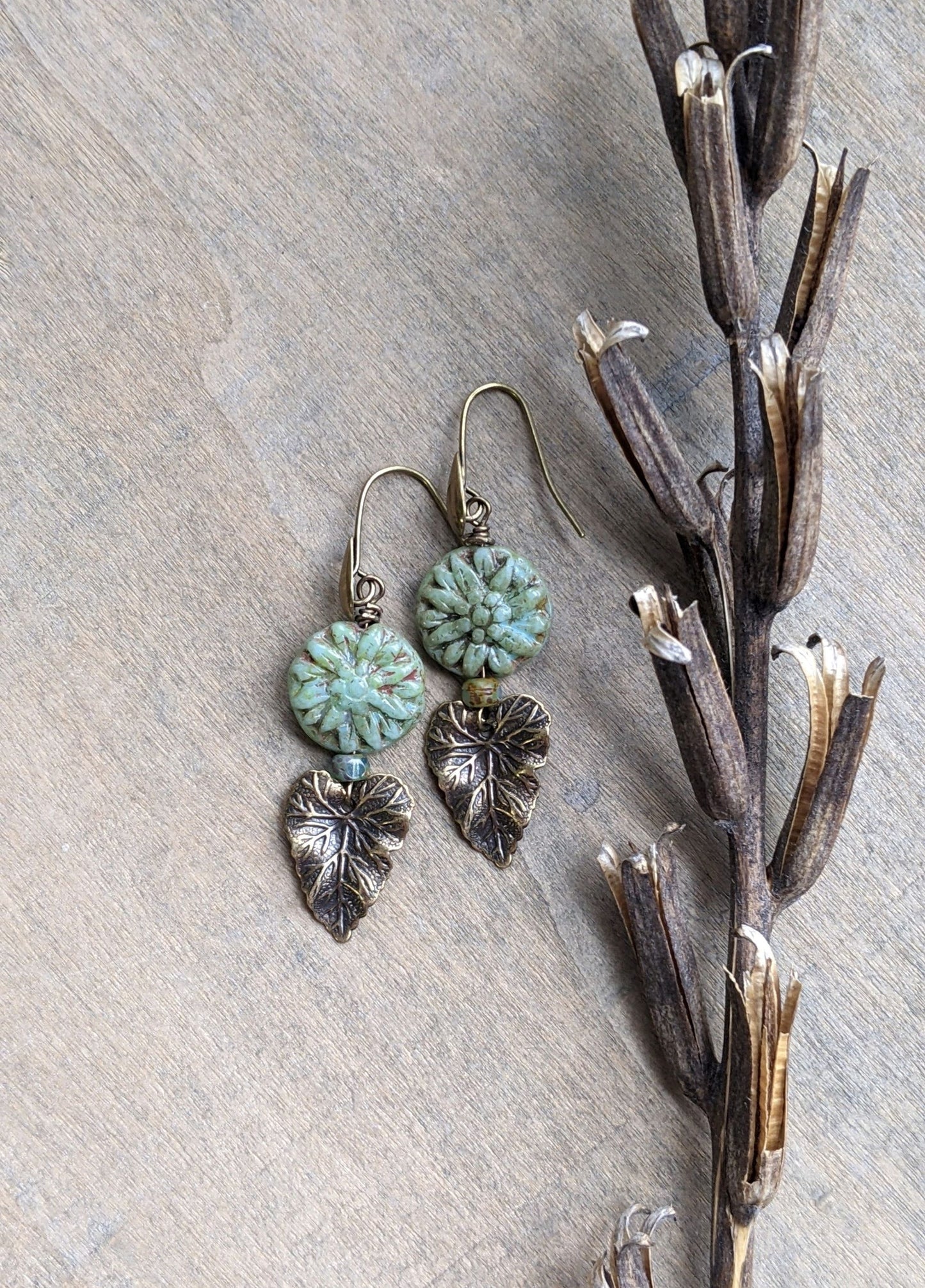 Spring Green Leaf Earrings ~ Forest Floor