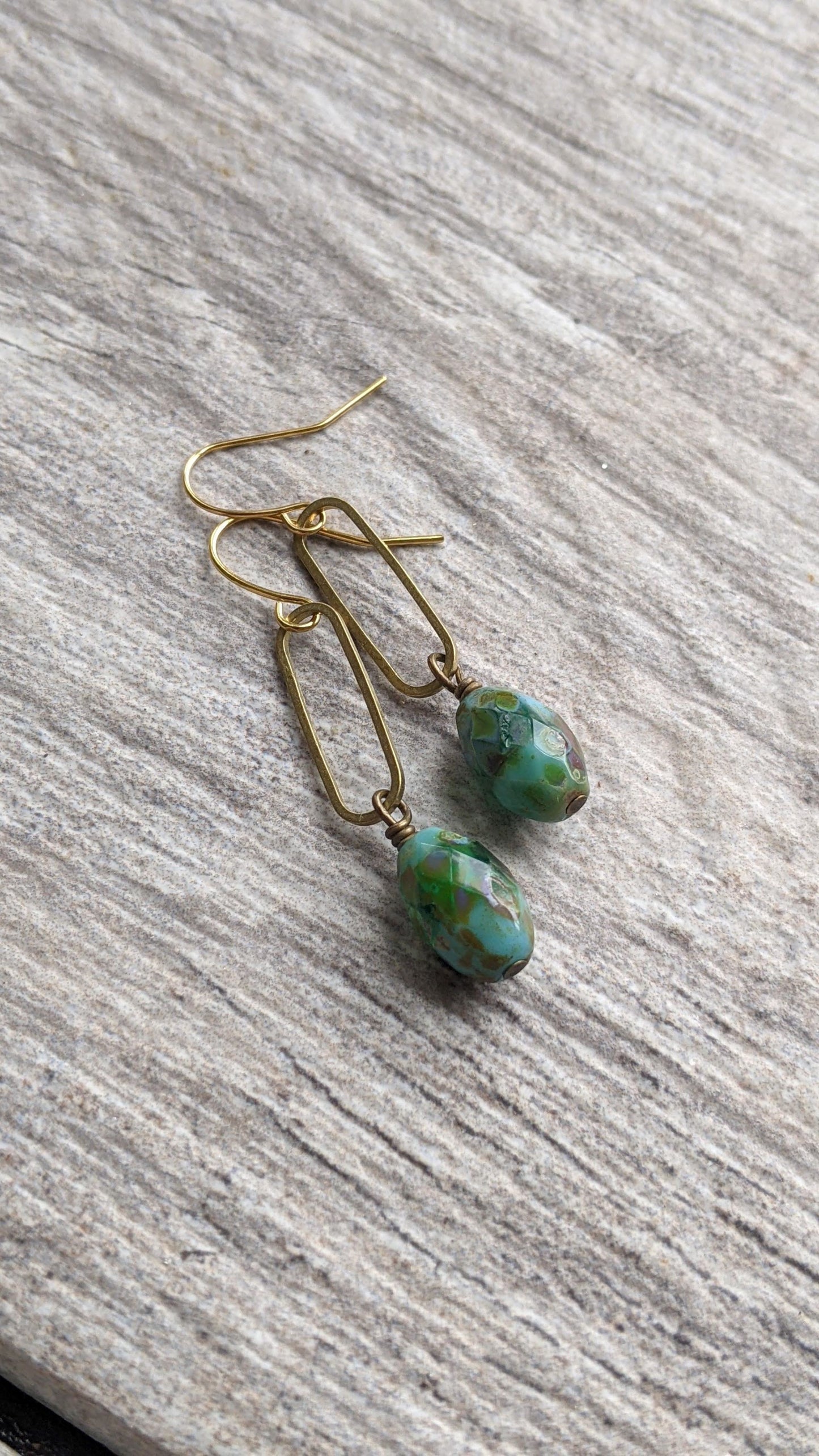 Spring Green Paperclip Chain Link Earrings