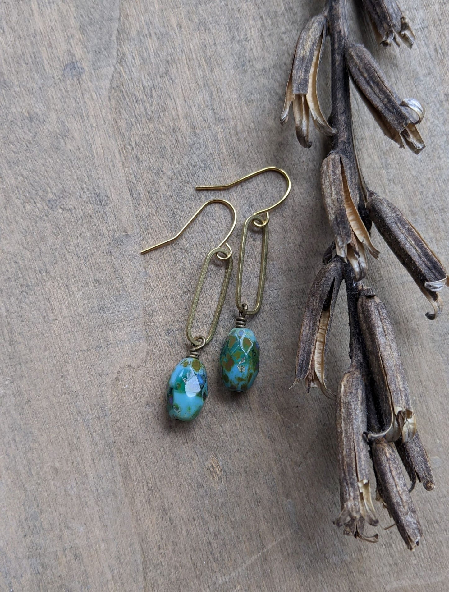 Spring Green Paperclip Chain Link Earrings