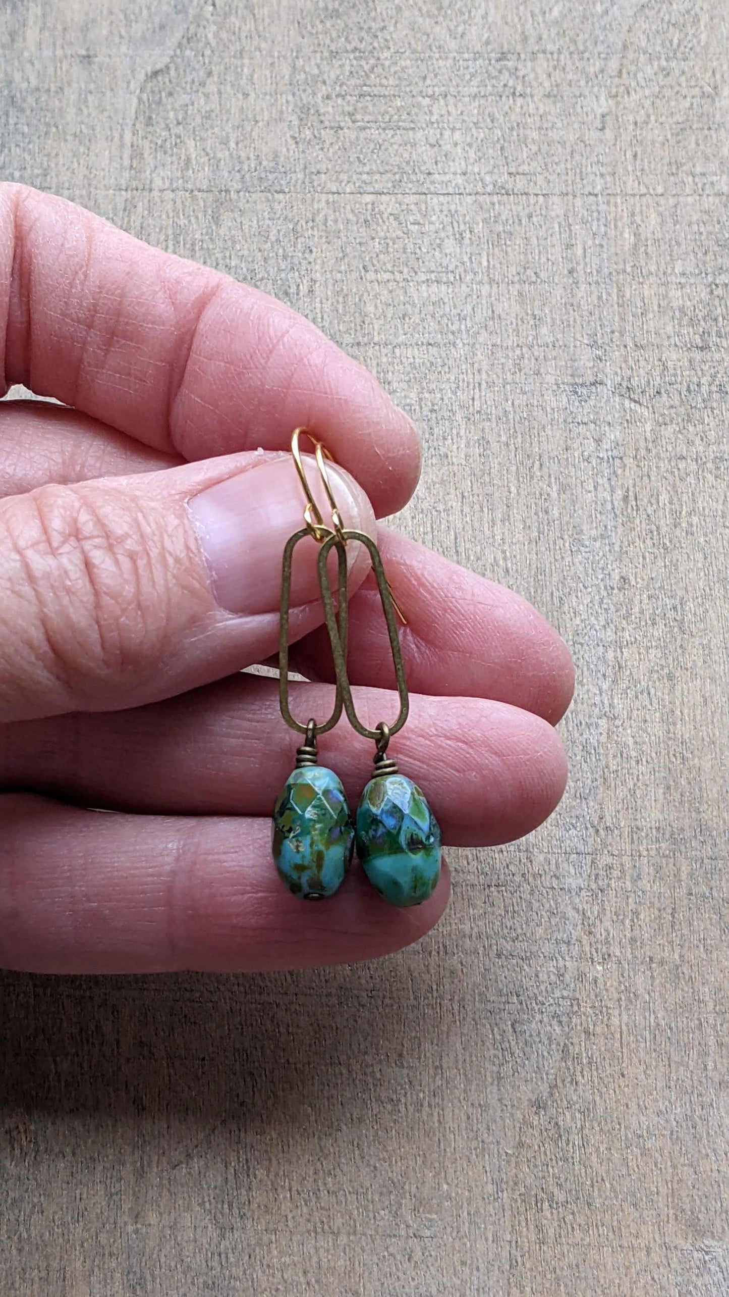 Spring Green Paperclip Chain Link Earrings
