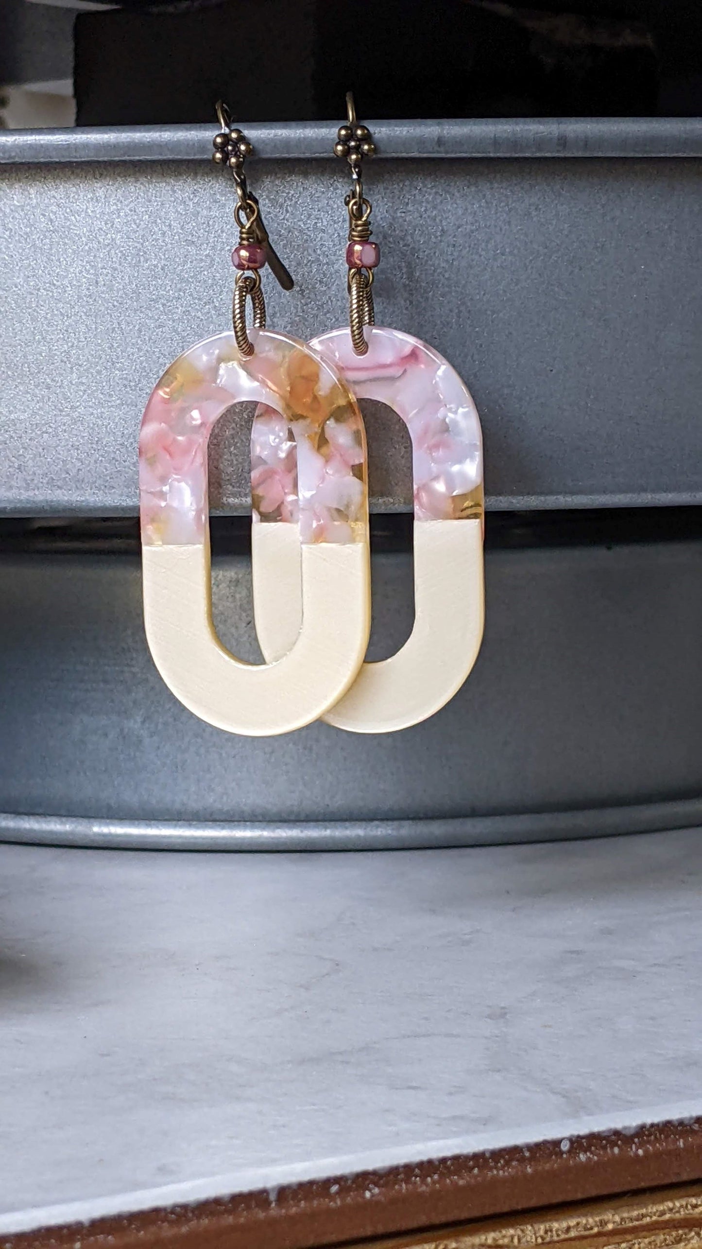 Floral Hoop Earrings ~ Resin