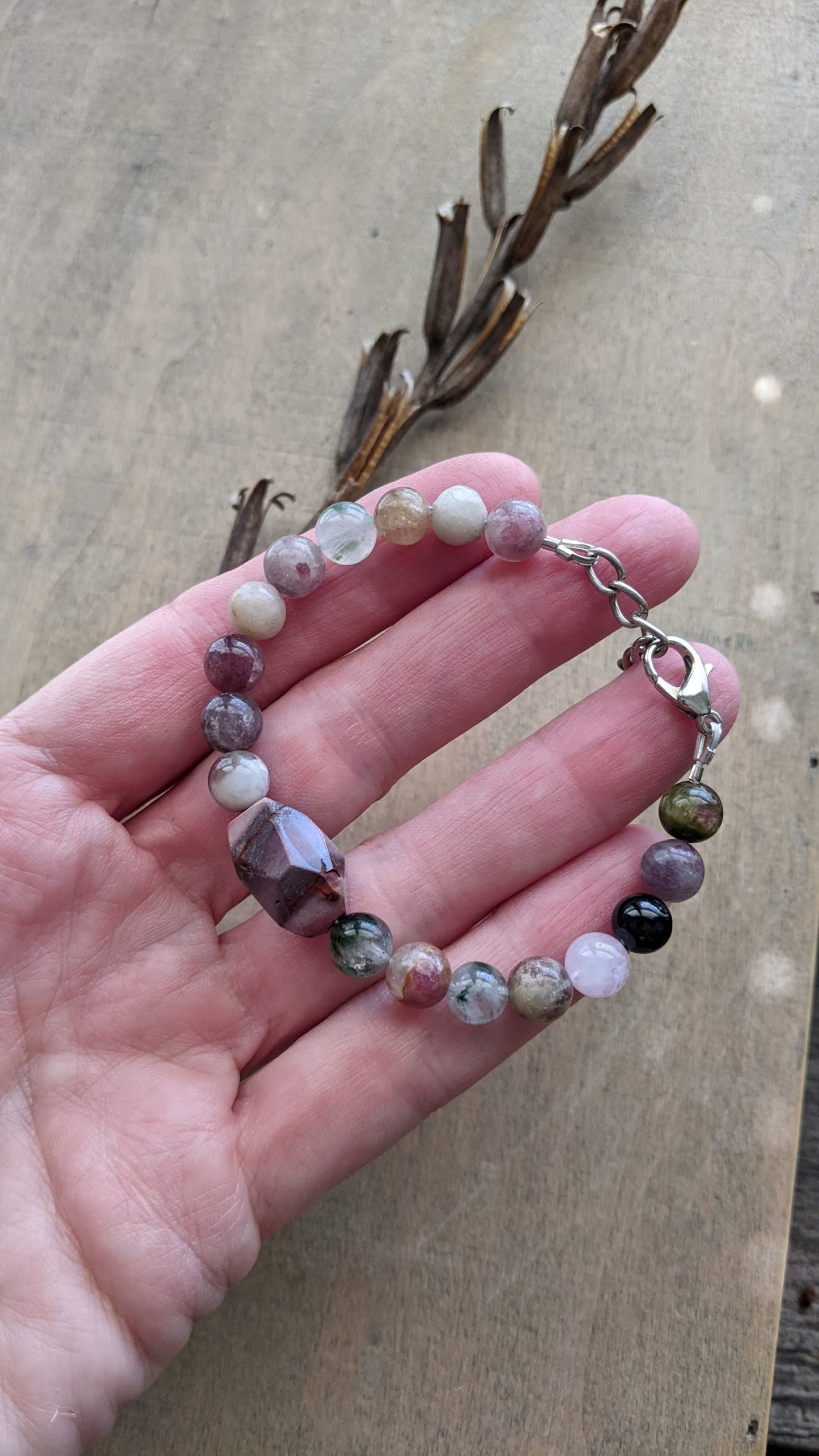 Beaded Gemstone Bracelet ~ Mookaite Jasper Focal