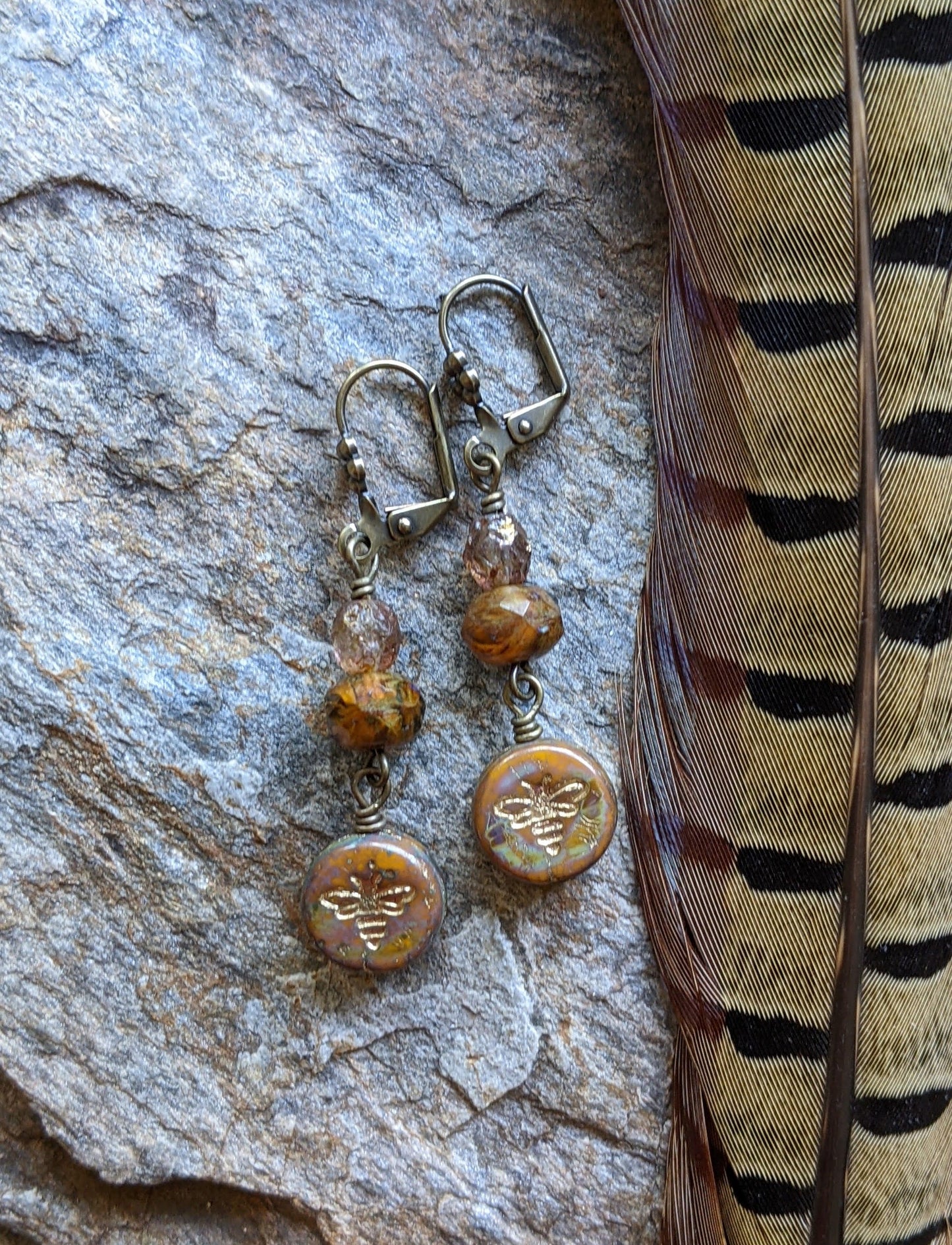 Bee Earrings ~ Autumn