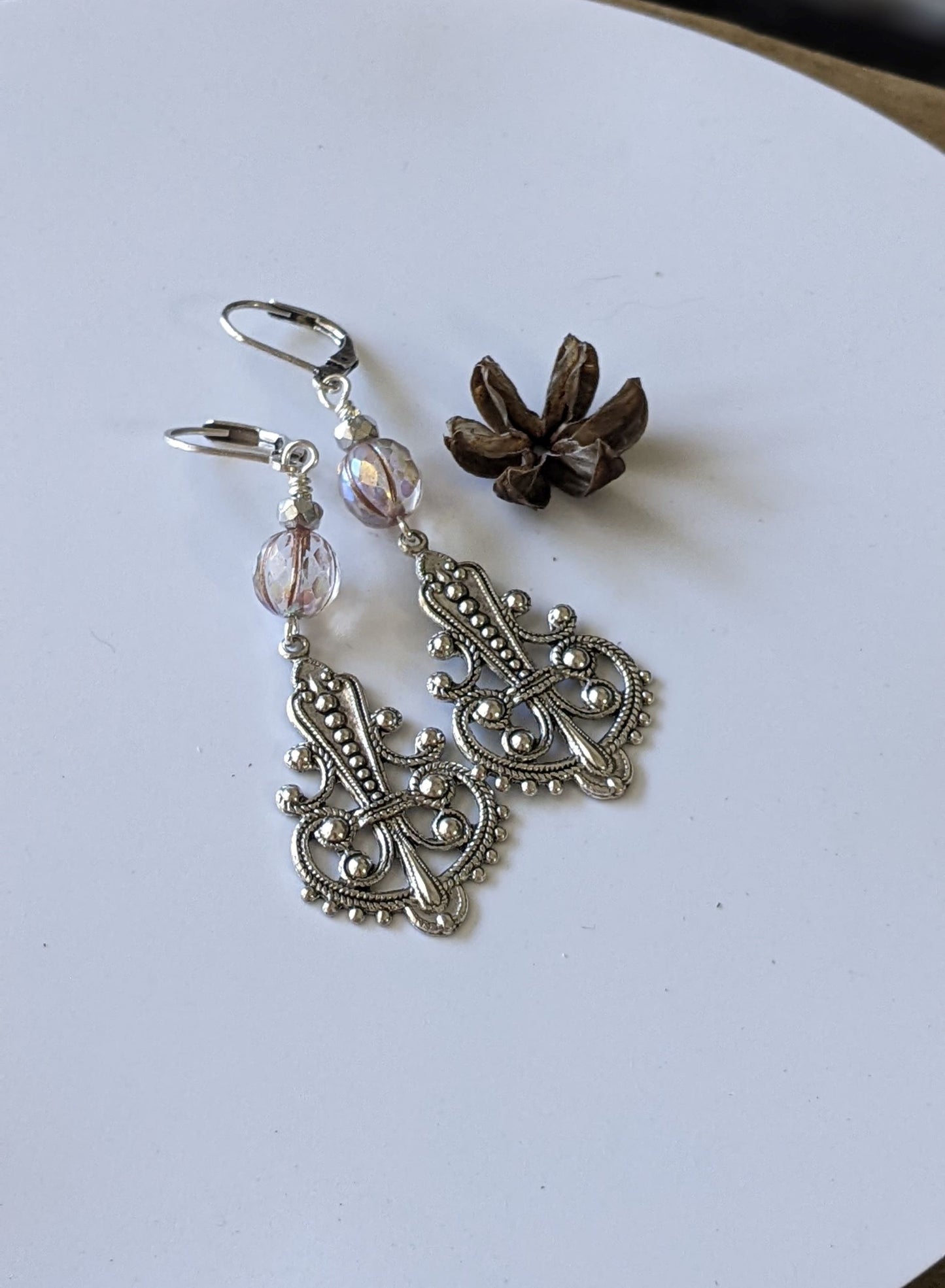 Filigree Earrings ~ Hint of Pink