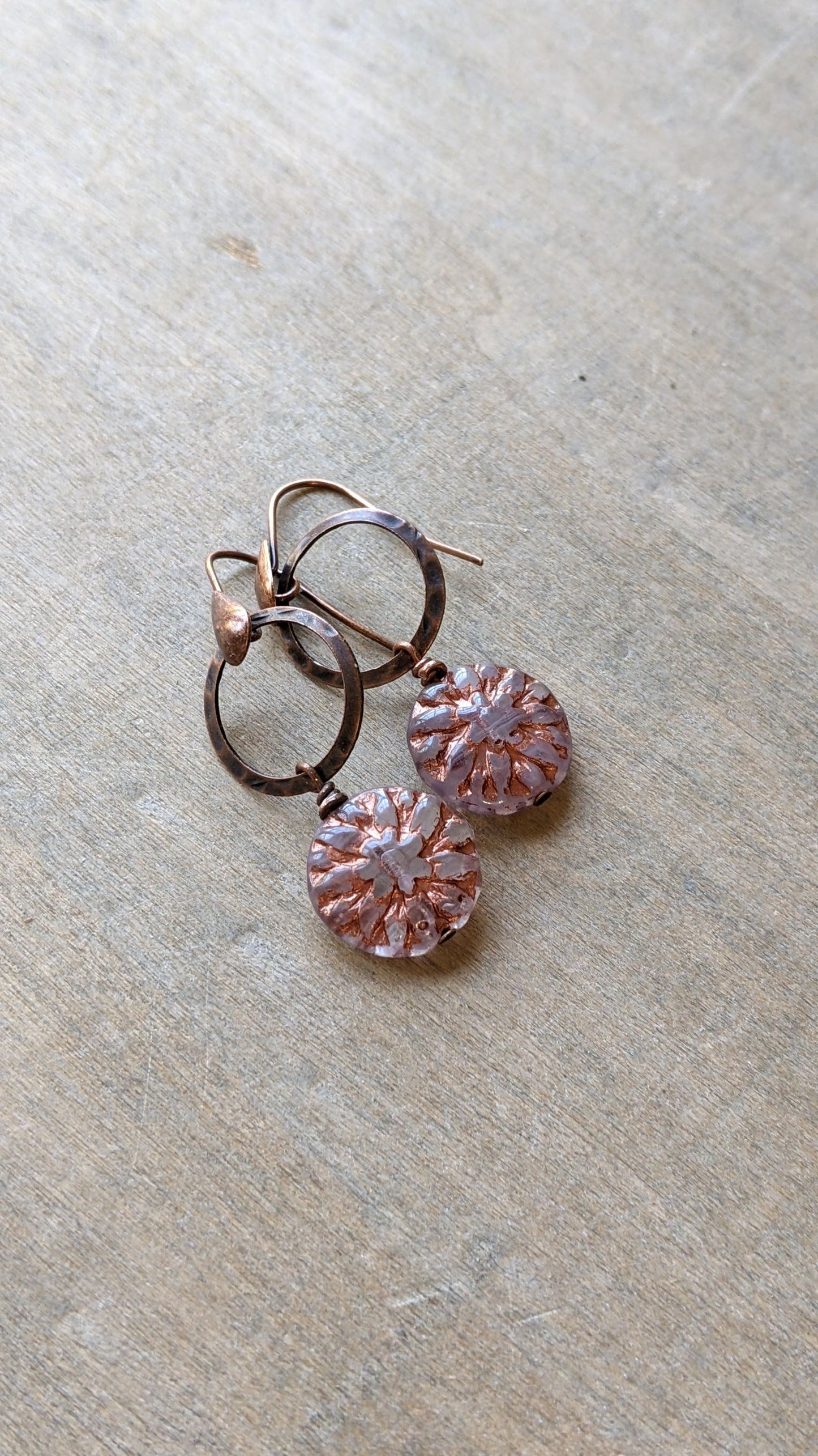 Flower Dangles ~ Light Purple and Copper