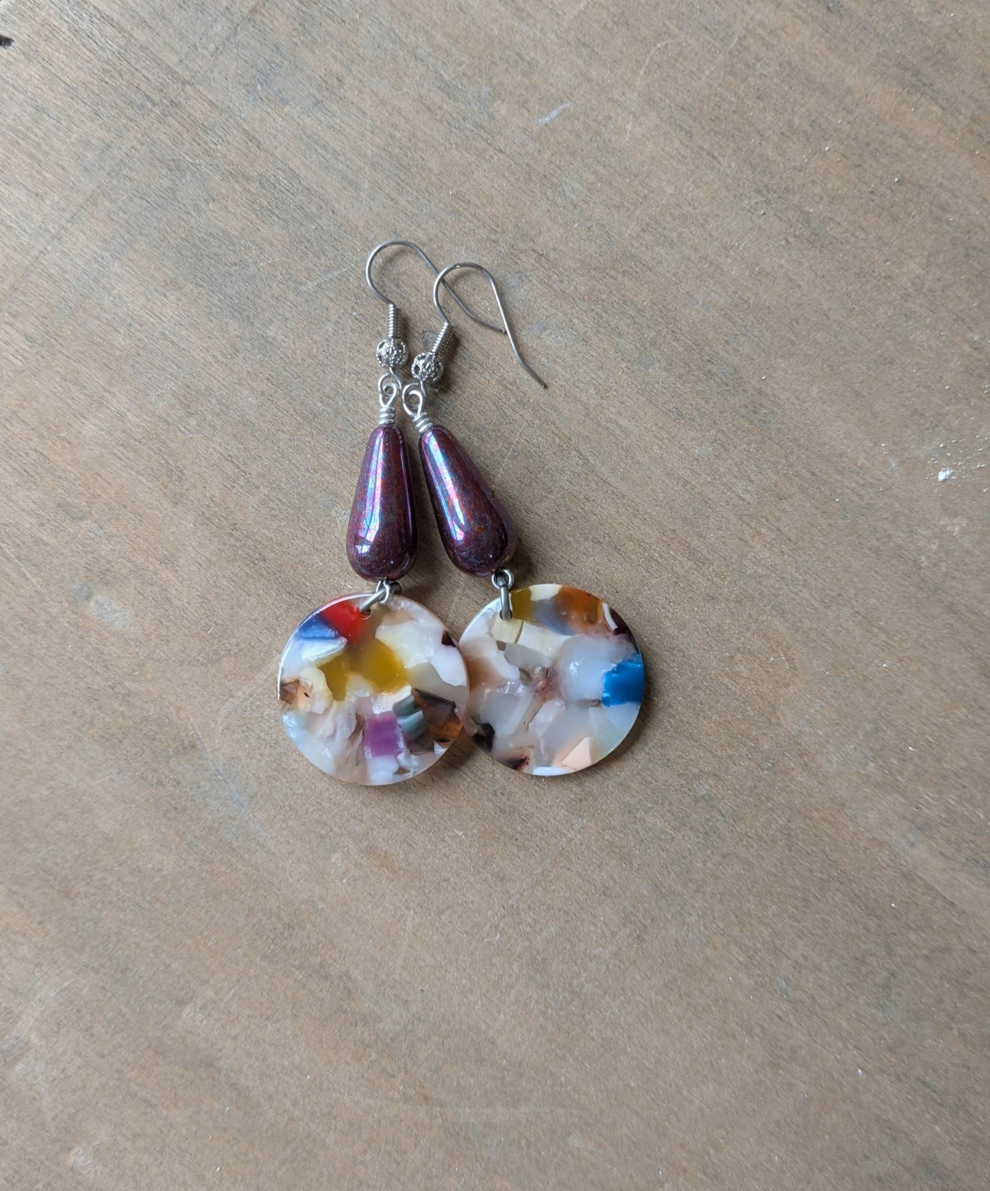 Resin and Glass Earrings ~ Fiesta #2