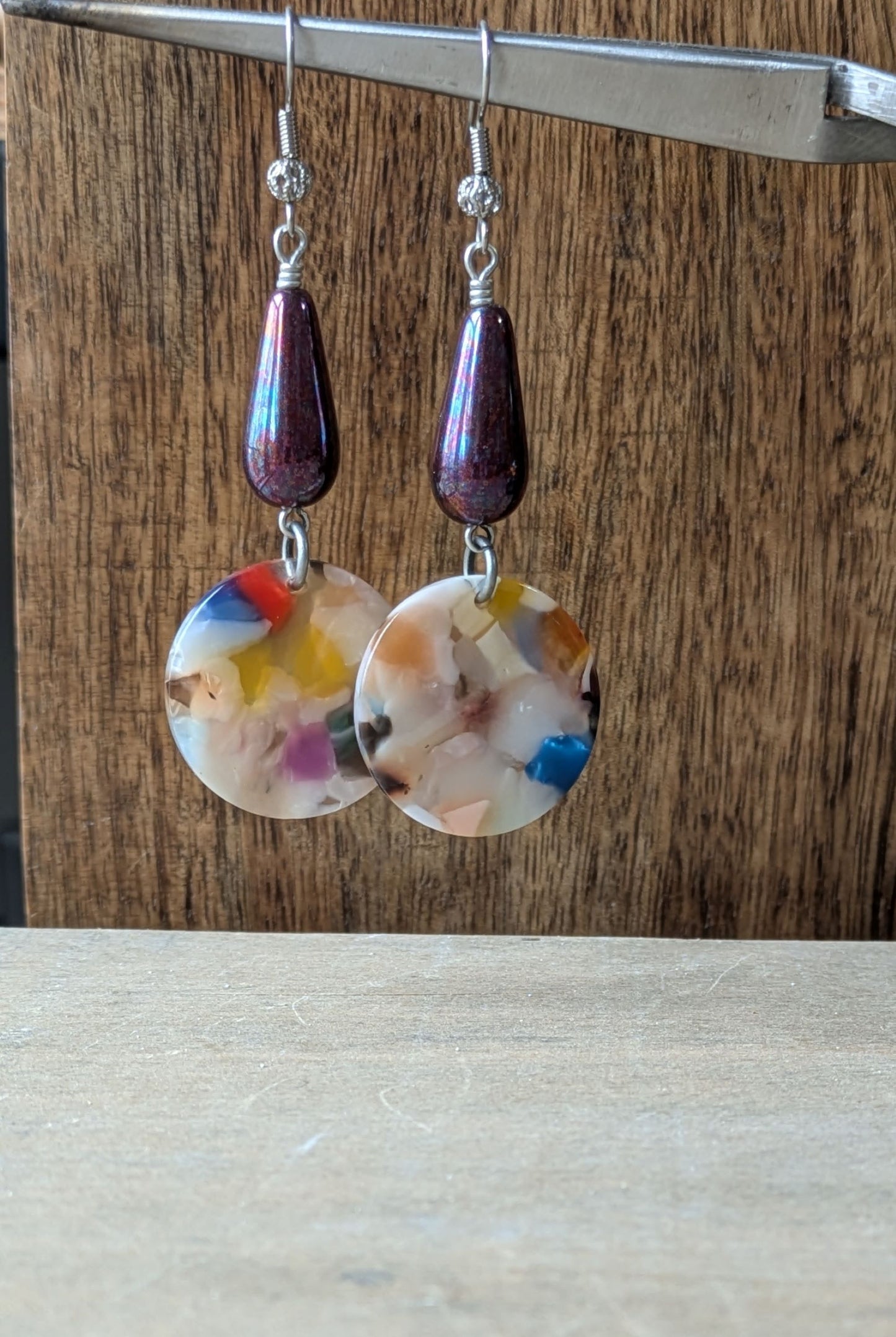 Resin and Glass Earrings ~ Fiesta #2