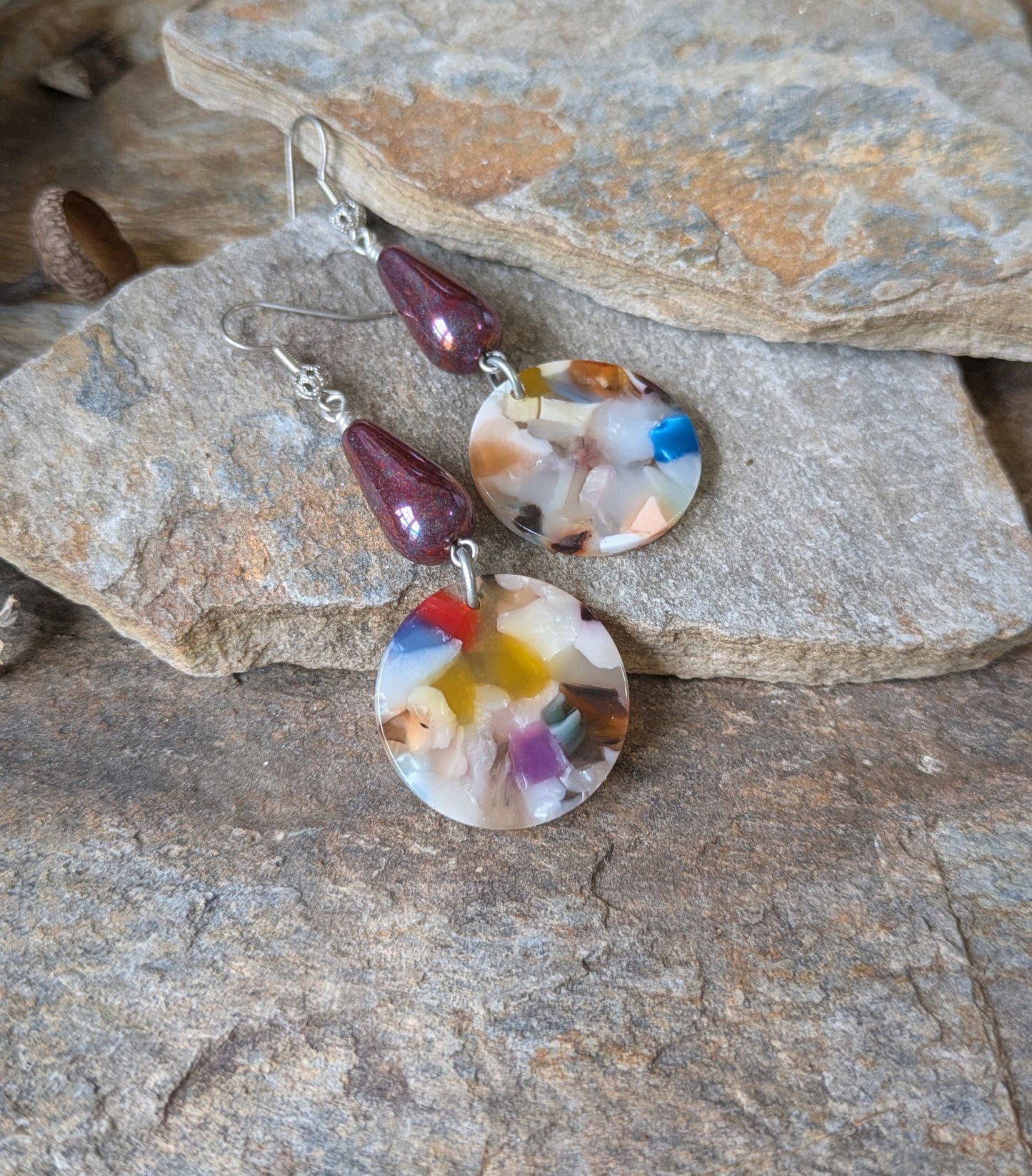 Resin and Glass Earrings ~ Fiesta #2