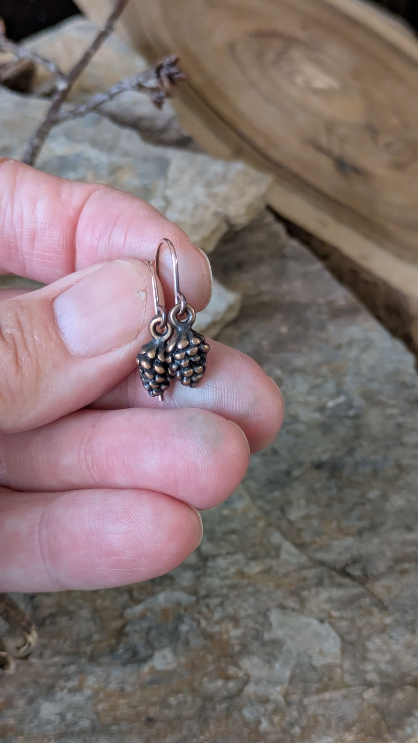 Pine Cone Earrings Copper