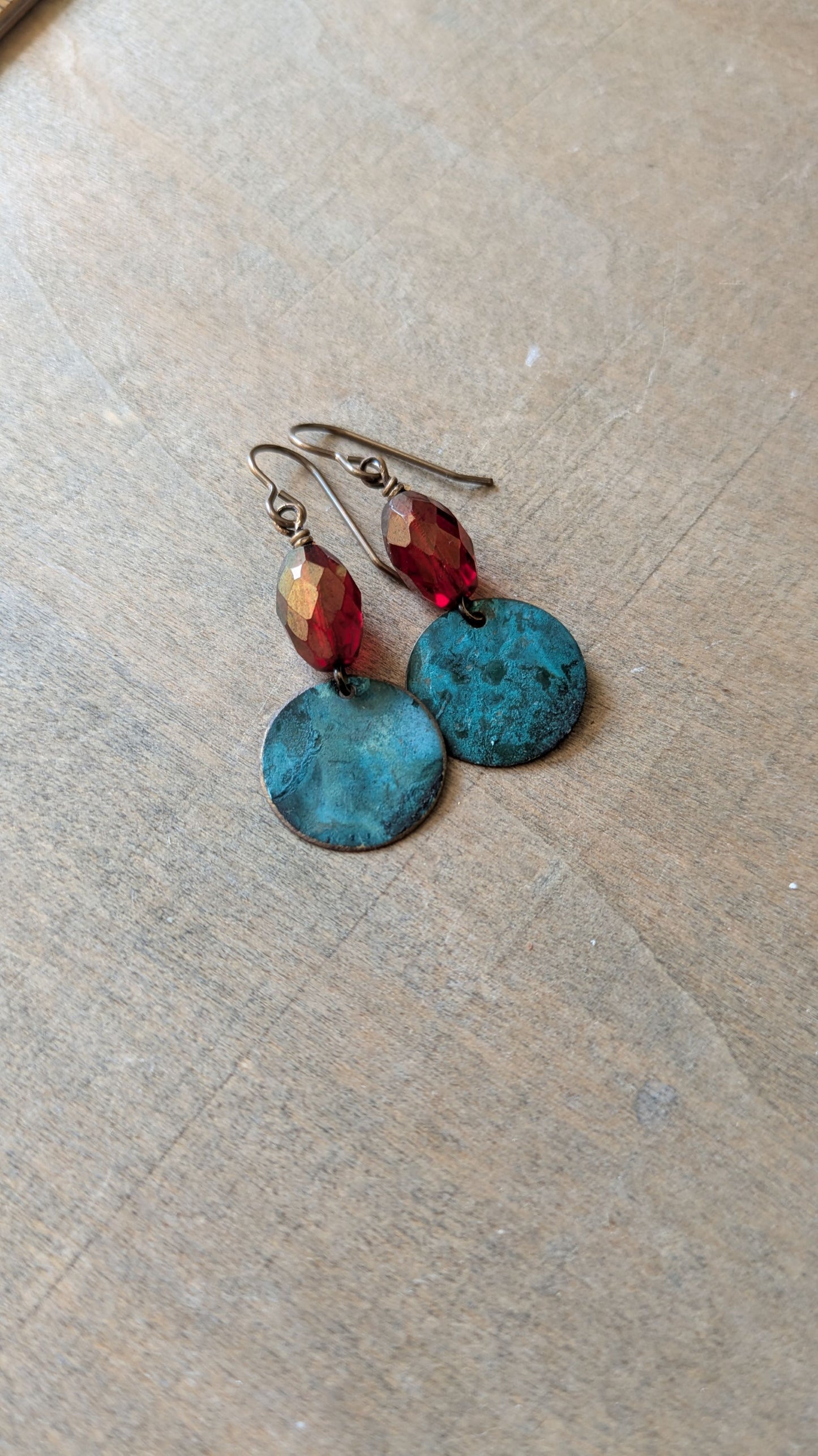 Patinated Brass Dangles ~ Color Pop