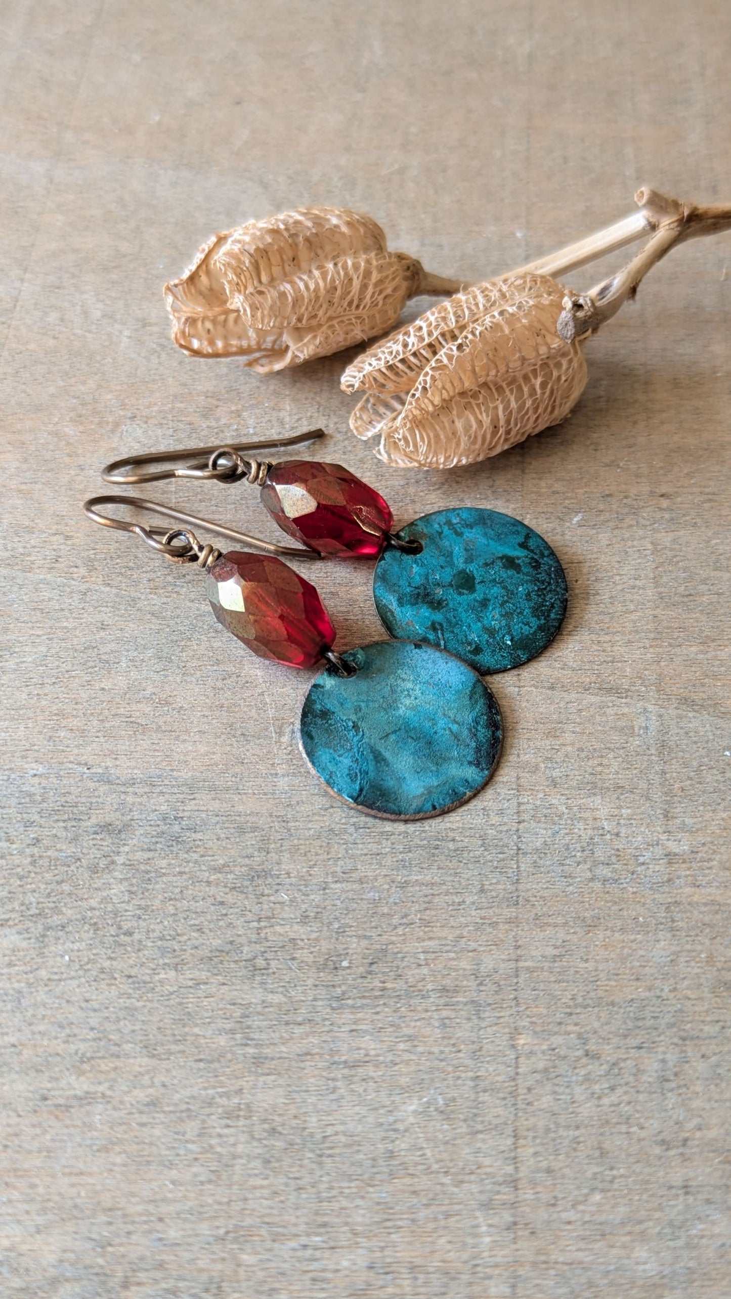 Patinated Brass Dangles ~ Color Pop