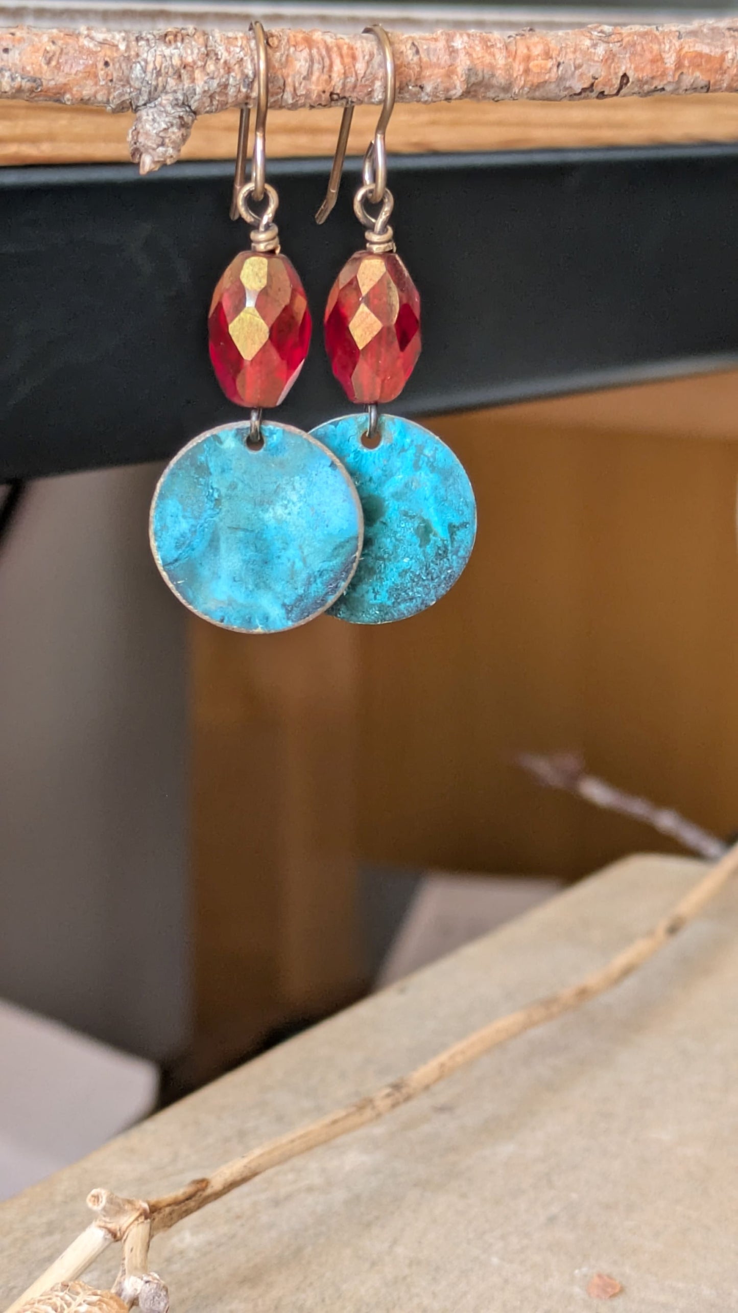 Patinated Brass Dangles ~ Color Pop