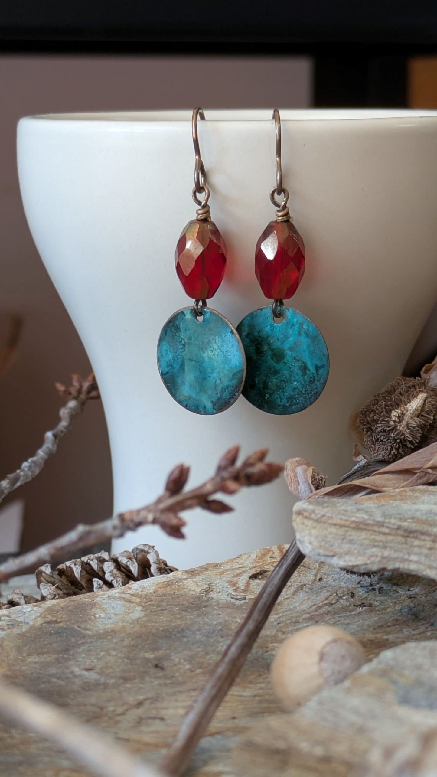 Patinated Brass Dangles ~ Color Pop