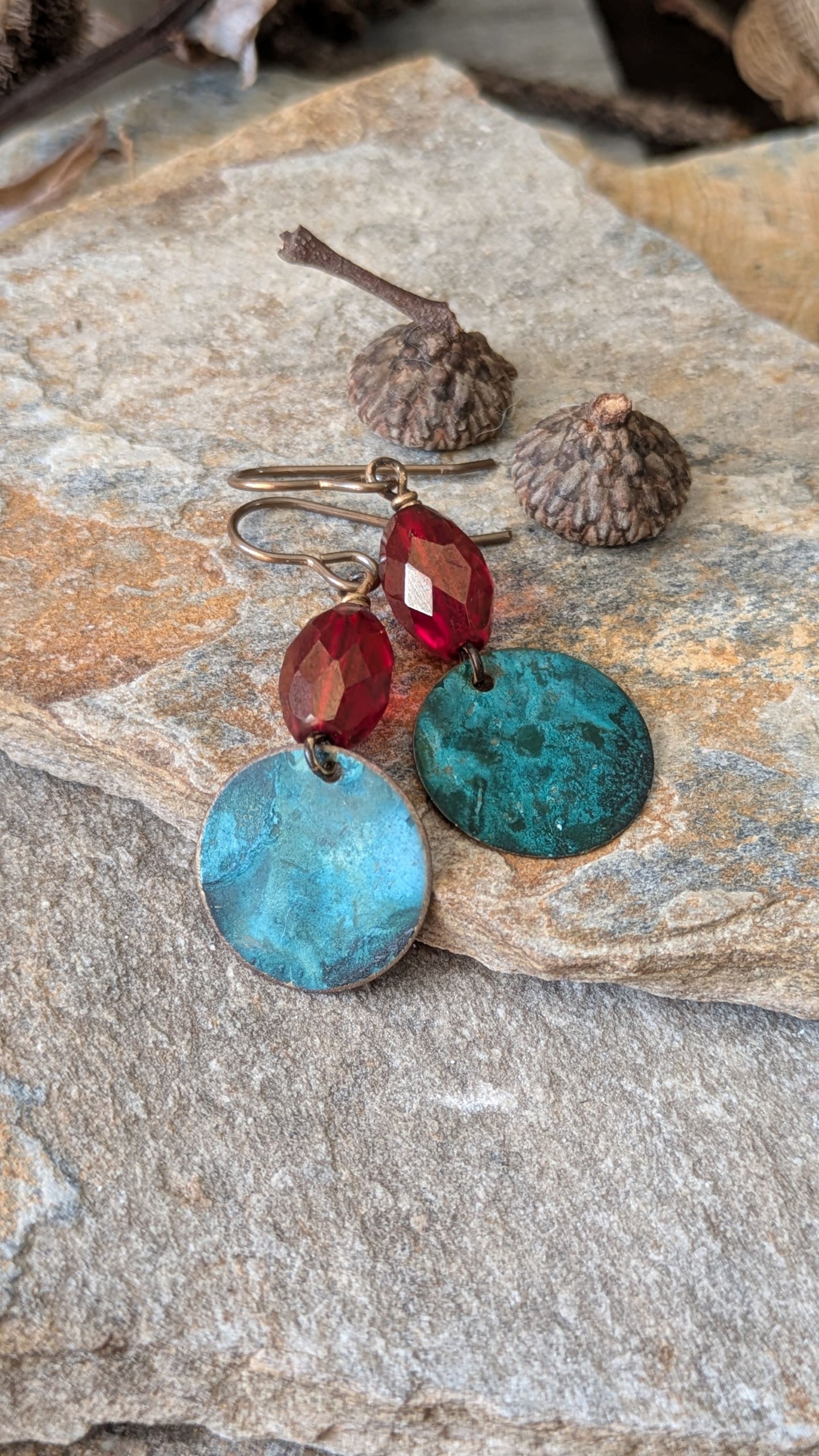 Patinated Brass Dangles ~ Color Pop