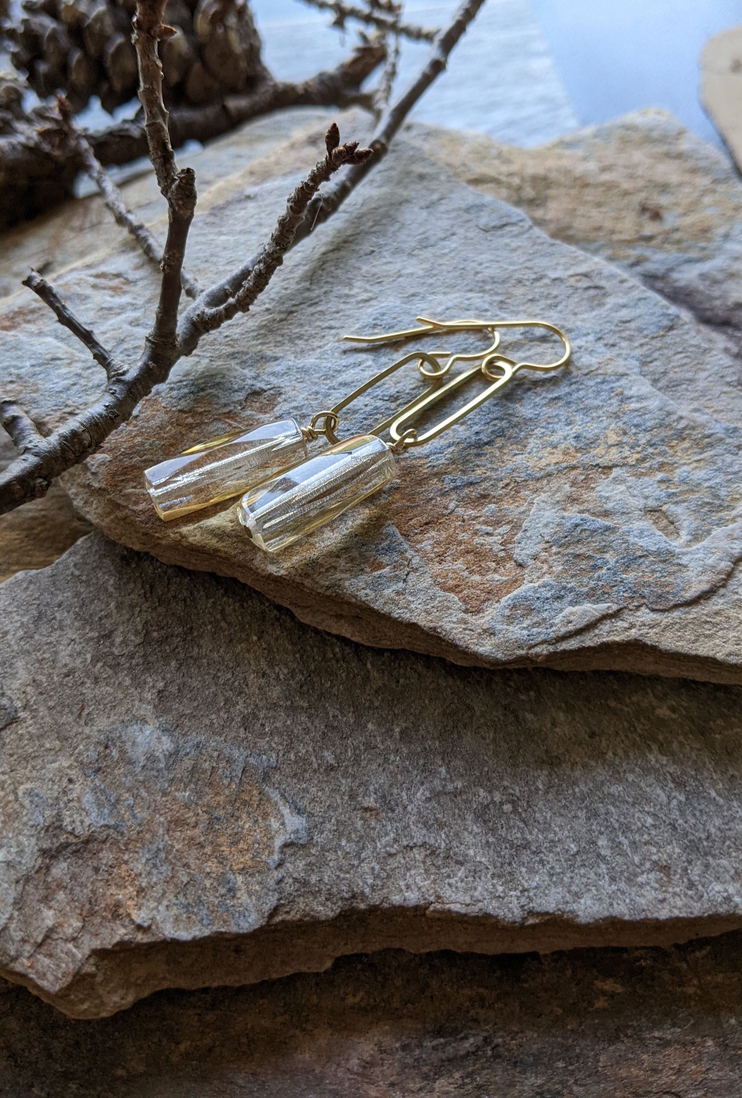 Elegant Dangles ~ Brass and Champagne Glass