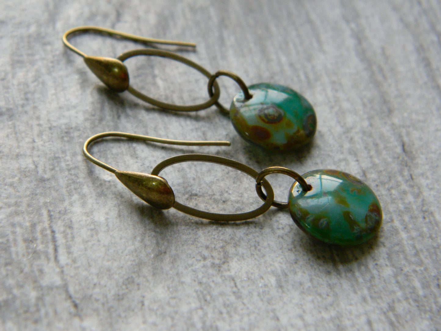 Simple green glass earrings
