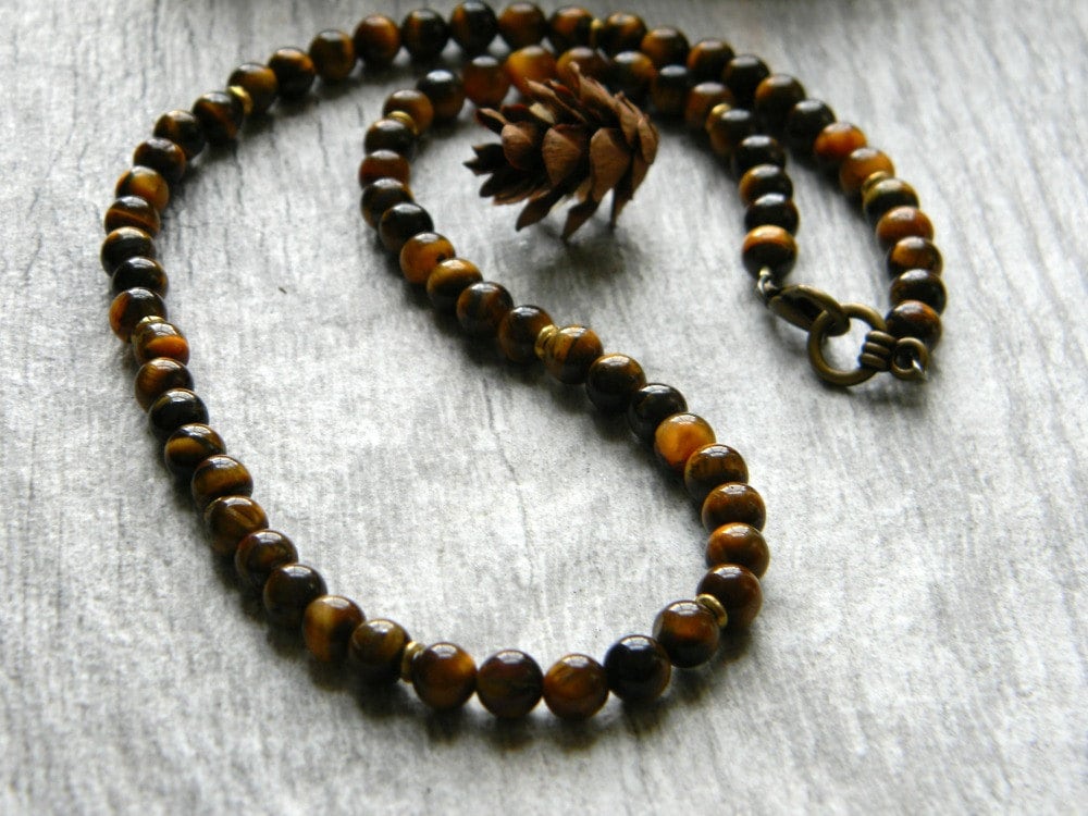 Beaded Gemstone Necklace Tiger Eye