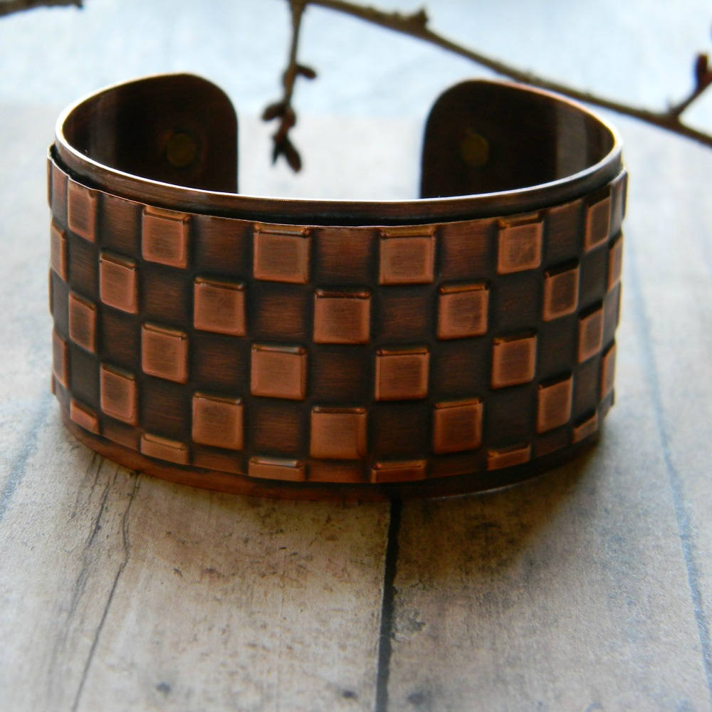 Copper Cuff Bracelet Squares