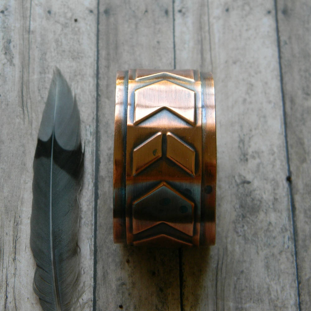 Copper Cuff Bracelet Chevron