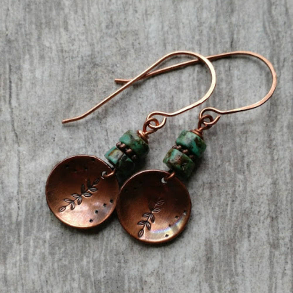 Turquoise and Copper Earrings