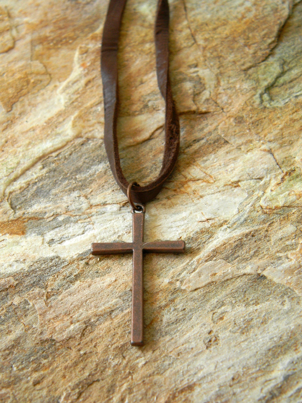 Cross Necklace Antiqued Copper